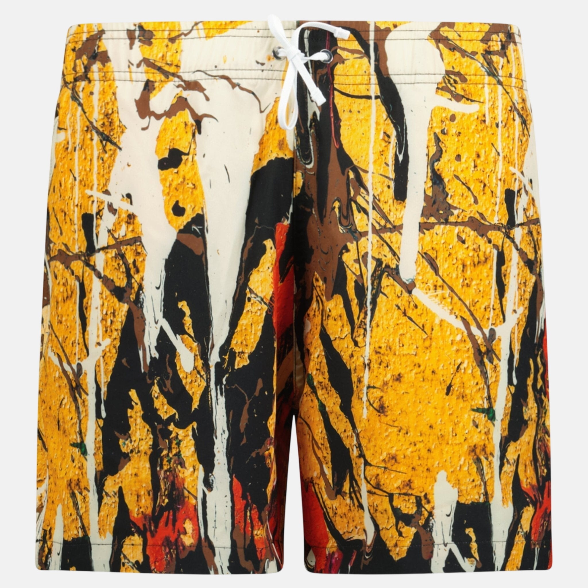 Amiri Paint Drip Drawstring Swim Shorts Yellow | Studio DOS
