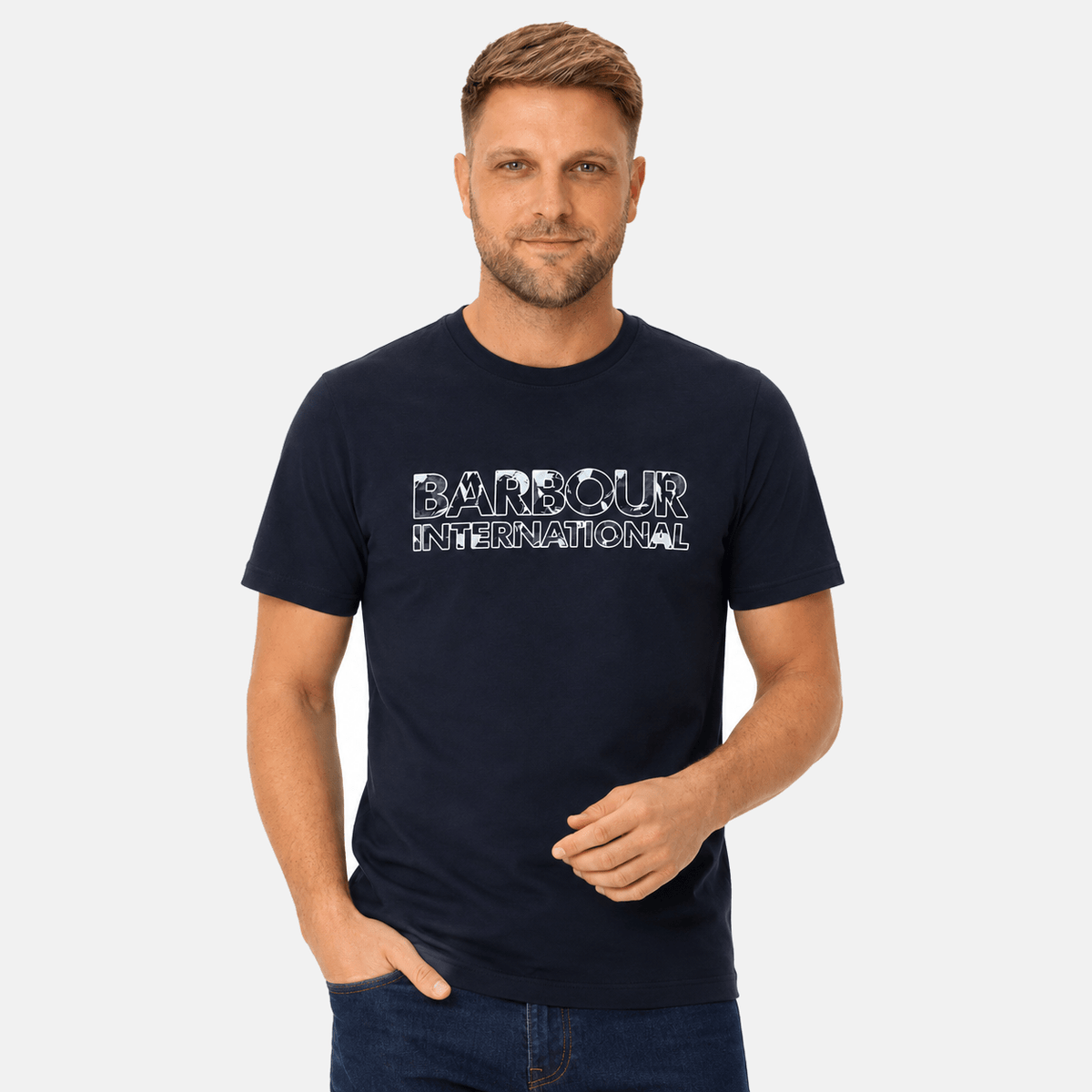 Barbour International Unite Printed Logo T-Shirt Navy | Studio DOS