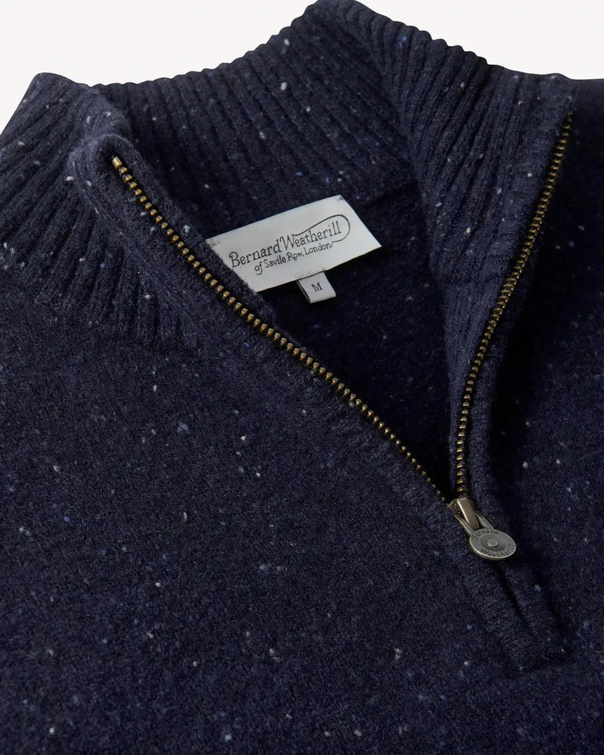 Bernard Weatherill 1/4 Zip Knit Melange Neps Navy Flec | Studio DOS