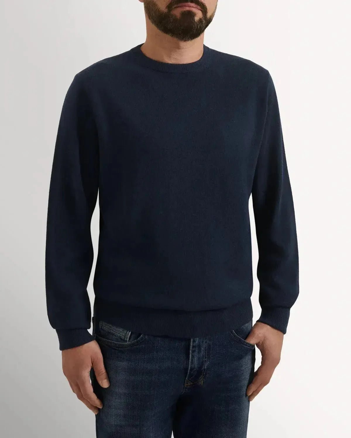 Bernard Weatherill Cashmere Mix Crew Neck Knit Navy | Studio DOS