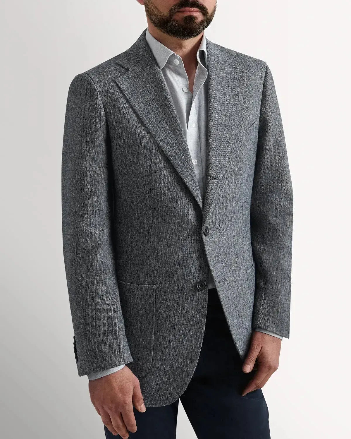 Bernard Weatherill Classic Herringbone Jacket Grey | Studio DOS