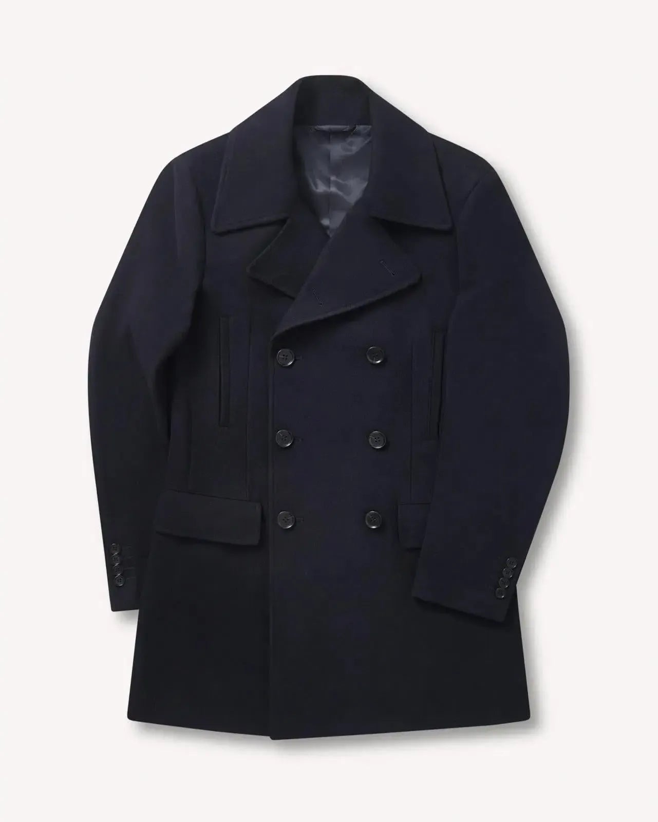 Bernard Weatherill Double Breasted Wool Peacoat Jacket Navy Blue | Studio DOS