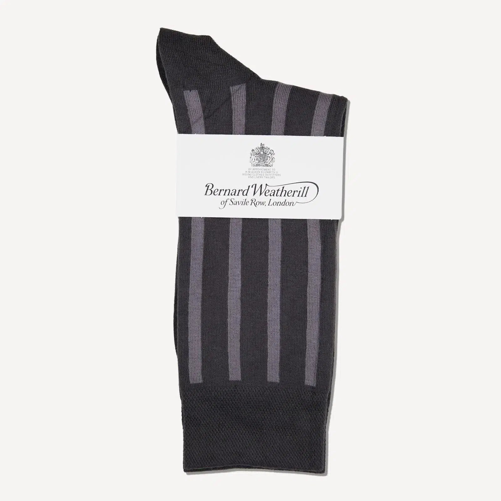 Bernard Weatherill Large Stripe Socks Gunmetal Grey | Studio DOS
