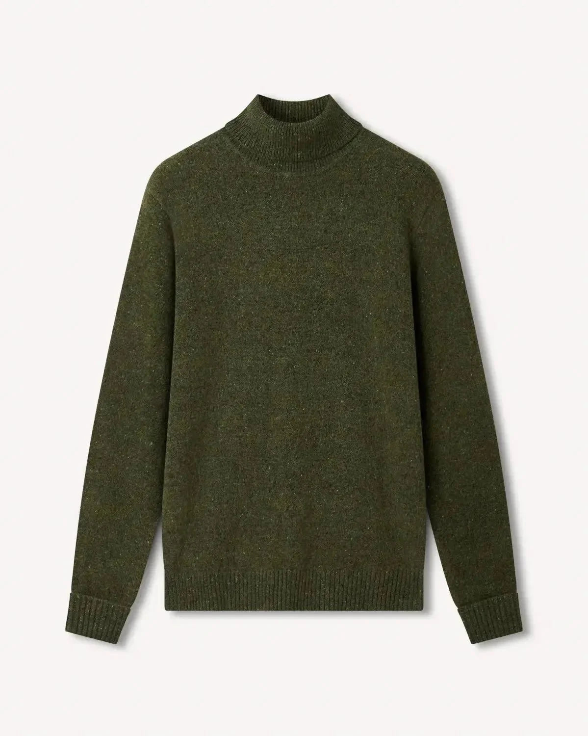 Bernard Weatherill Plain Roll Neck Knit Melange Tweed Thyme Flec | Studio DOS