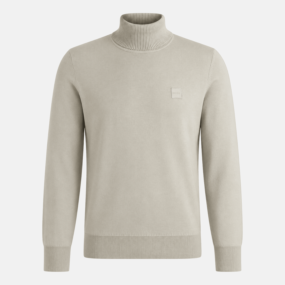 BOSS Akiro Roll Neck Logo Jumper Light Natural | Studio DOS