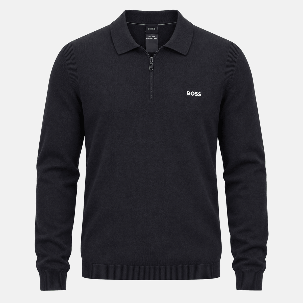 BOSS Ever Knitted Zip Neck Polo Shirt Navy | Studio DOS