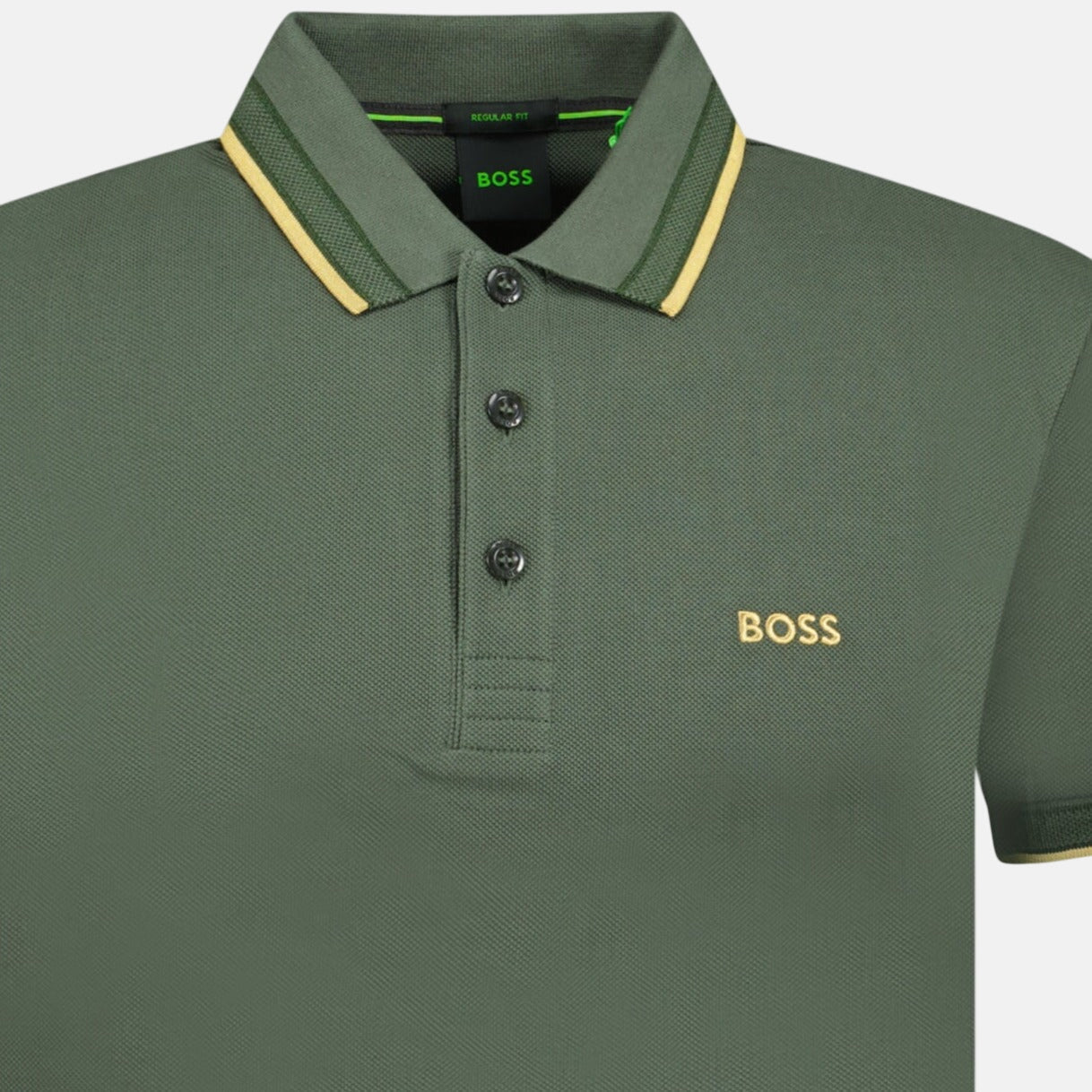 BOSS Gold Logo Polo Shirt Khaki | Studio DOS