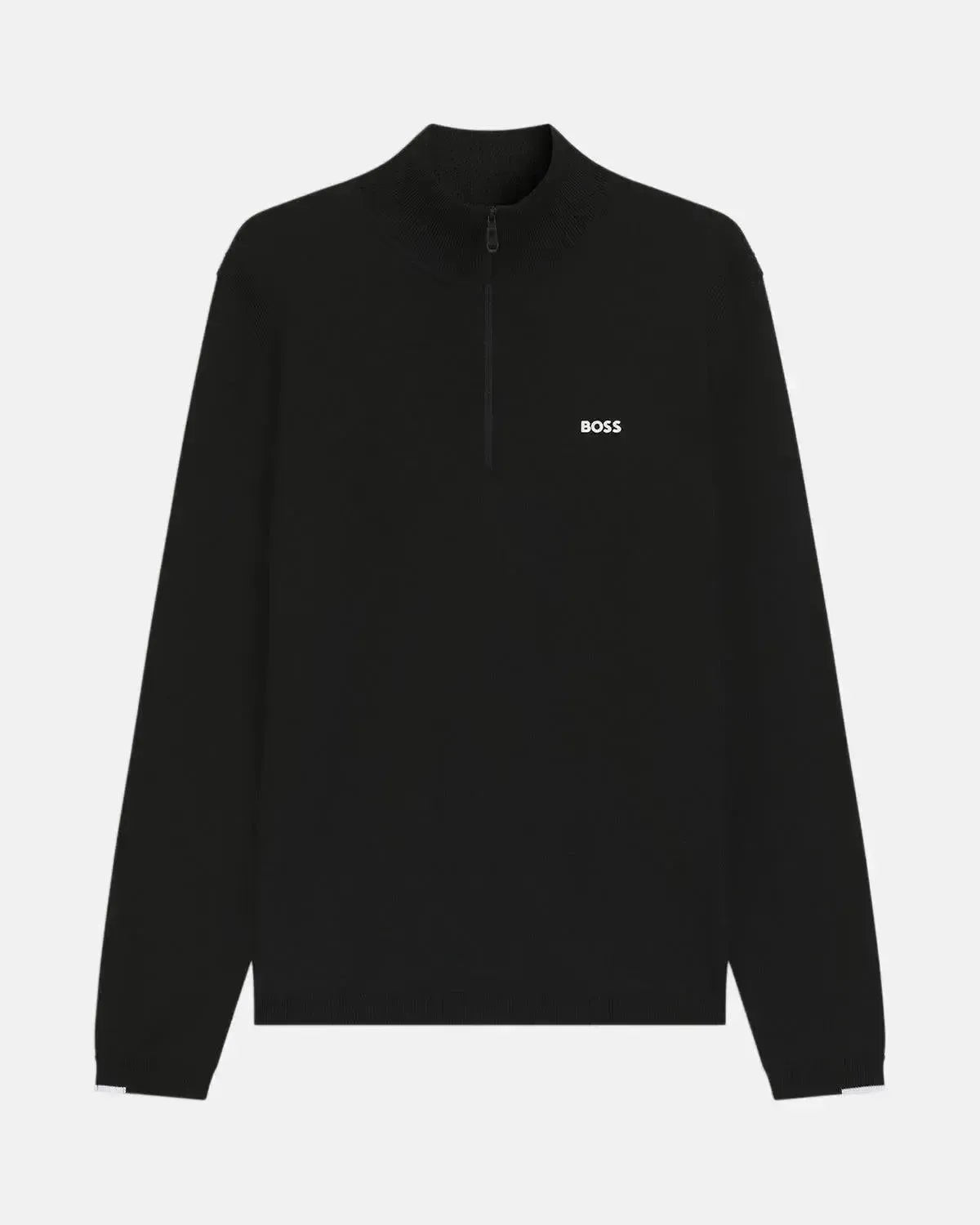 BOSS MENS K - EVERX 1/4 ZIP COTTON KNIT BLACK | Studio DOS