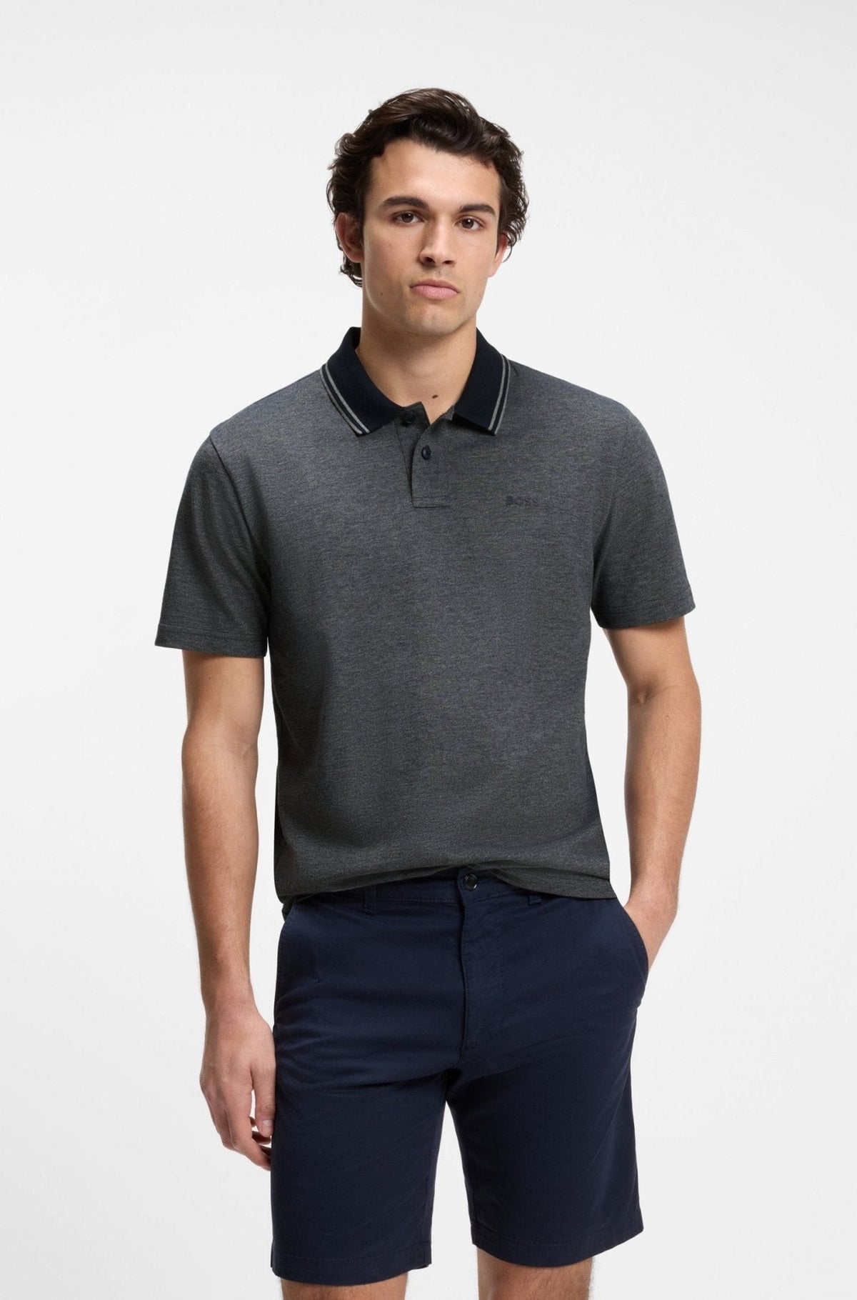 BOSS Relaxed Fit Oxford Piqué New Polo Shirt Dark Blue | Studio DOS