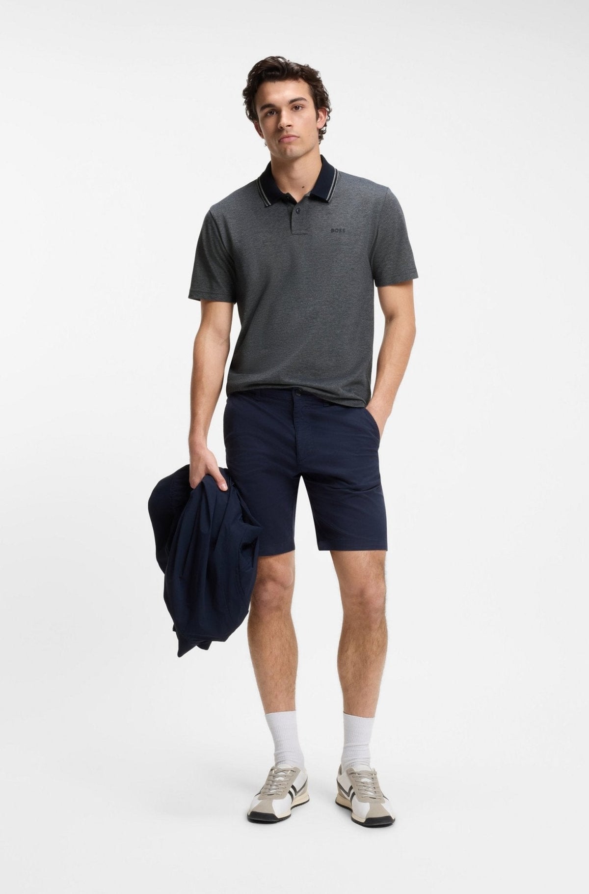 BOSS Relaxed Fit Oxford Piqué New Polo Shirt Dark Blue | Studio DOS