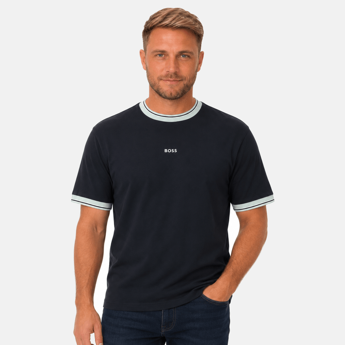 BOSS Te Blocks Tipped T-Shirt Dark Navy | Studio DOS