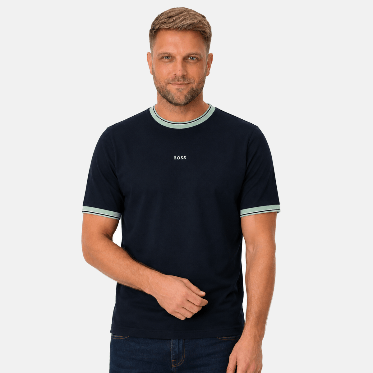 BOSS Te Blocks Tipped T-Shirt Dark Navy | Studio DOS