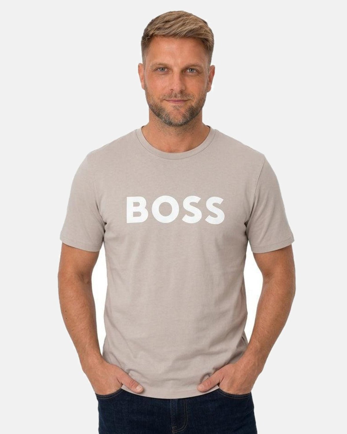 BOSS Thinking Logo T-Shirt Open Grey | Studio DOS