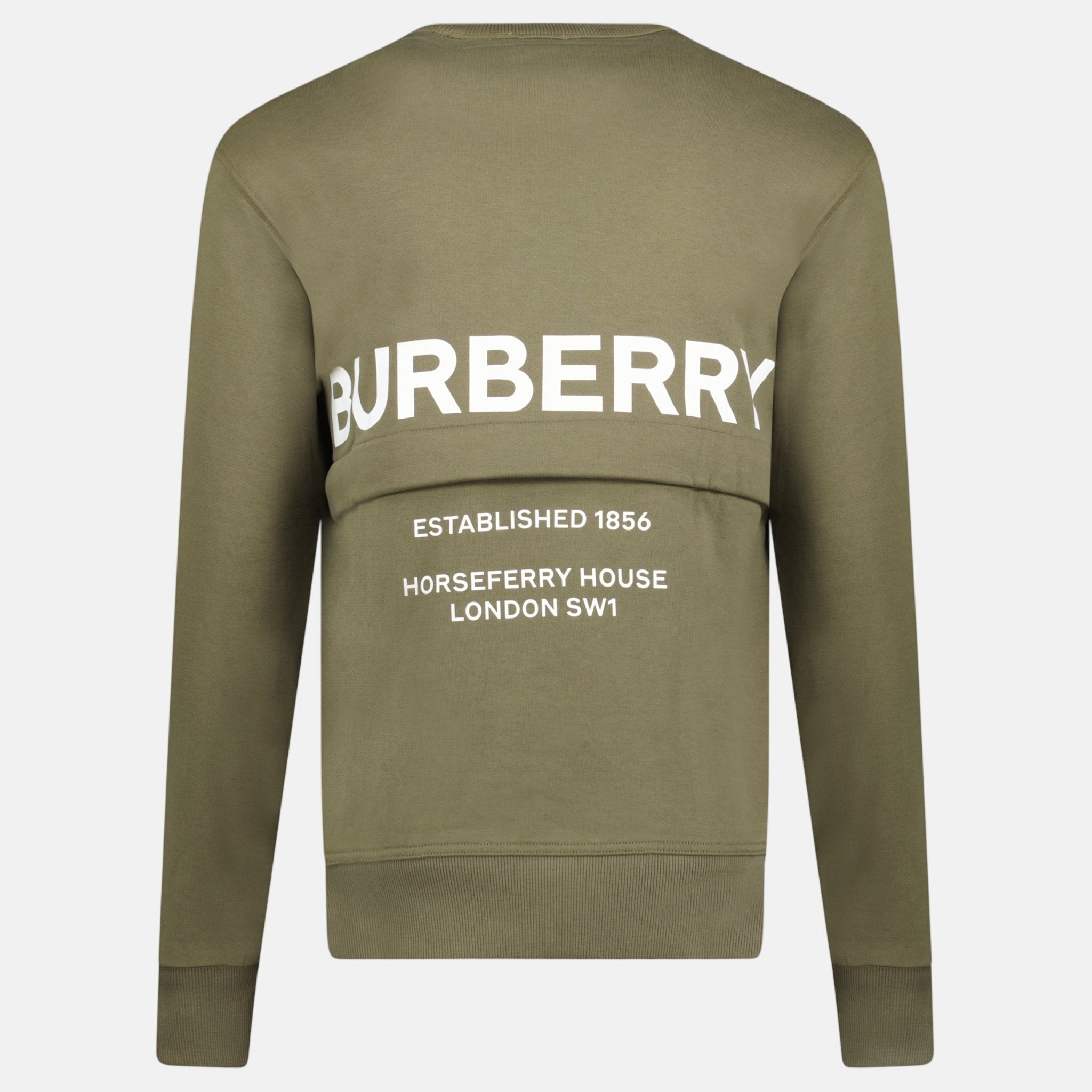 Burberry 'Acklow' Rear Logo Print Sweatshirt Khaki | Studio DOS
