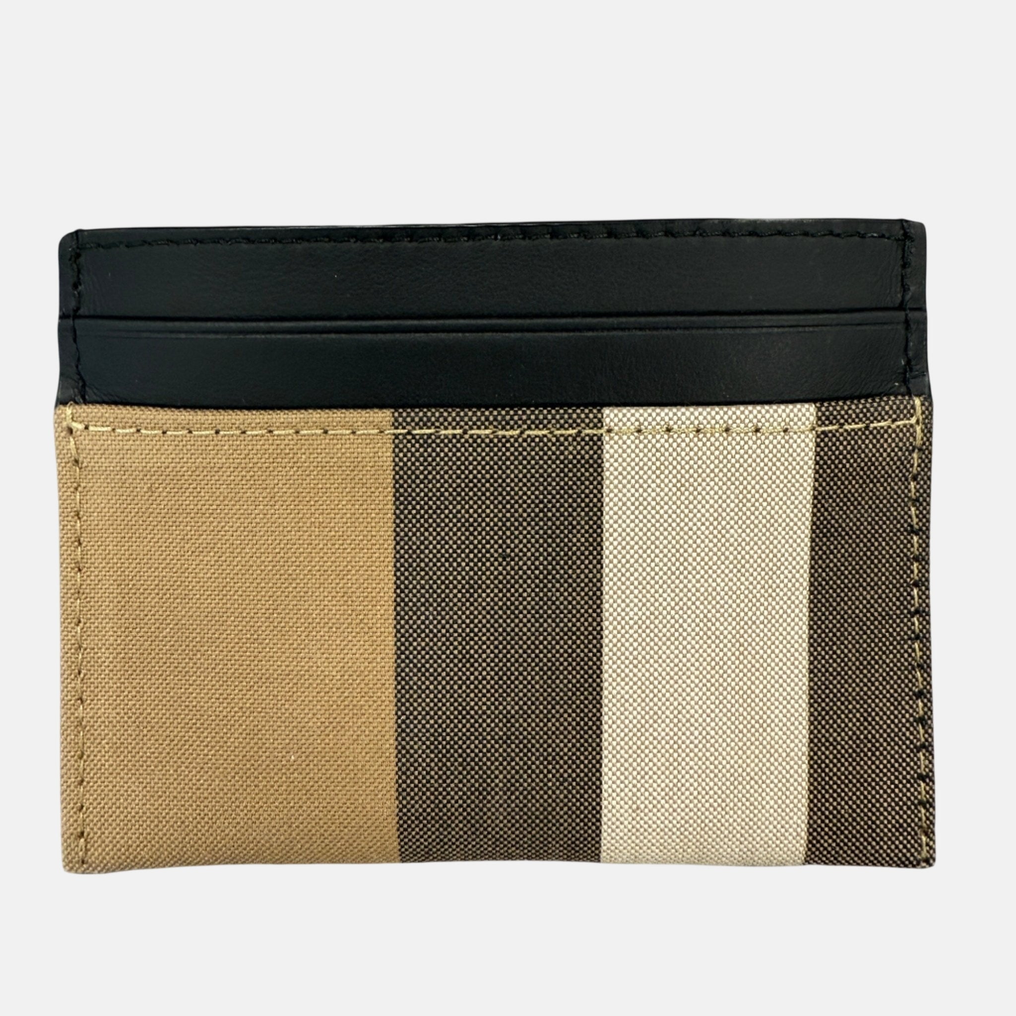 Burberry Leather Canvas Classic Check Card Holder Black | Studio DOS