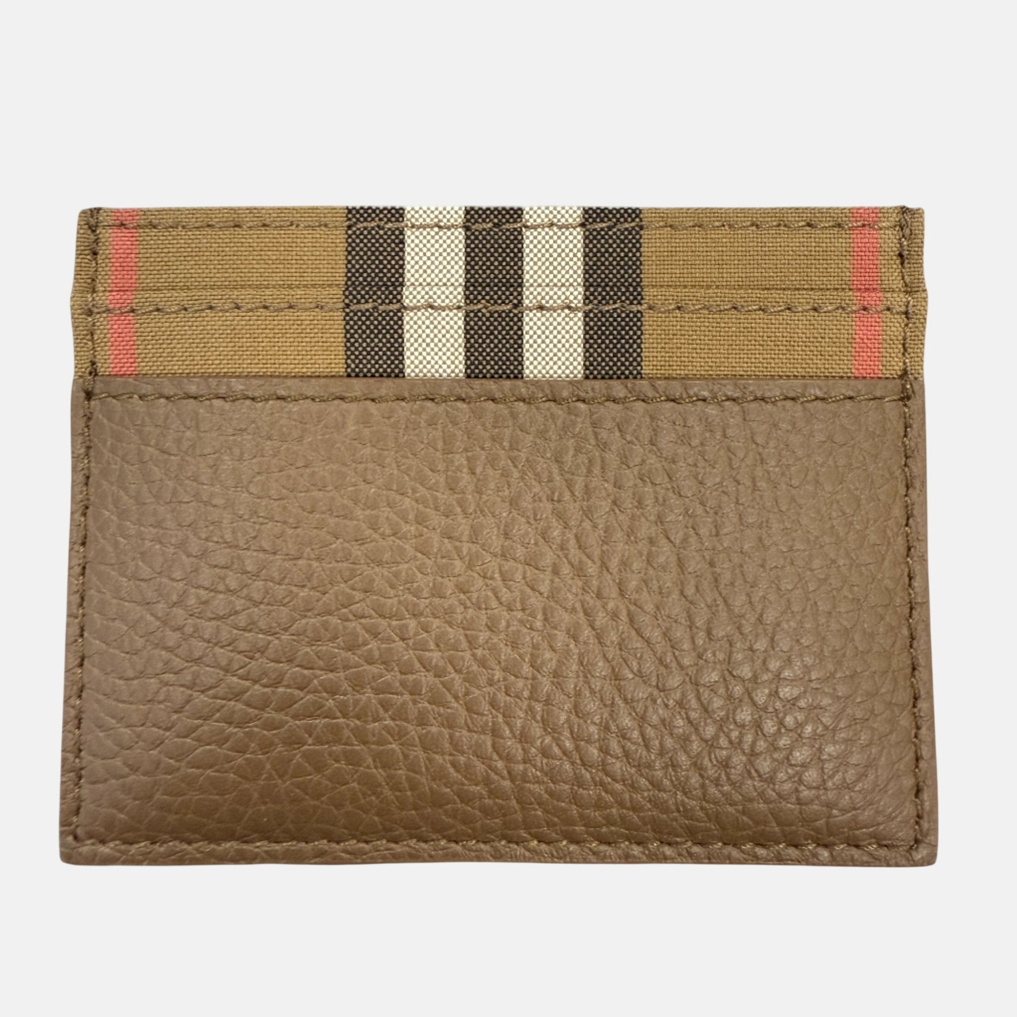 Burberry Leather Canvas Classic Check Card Holder Brown | Studio DOS