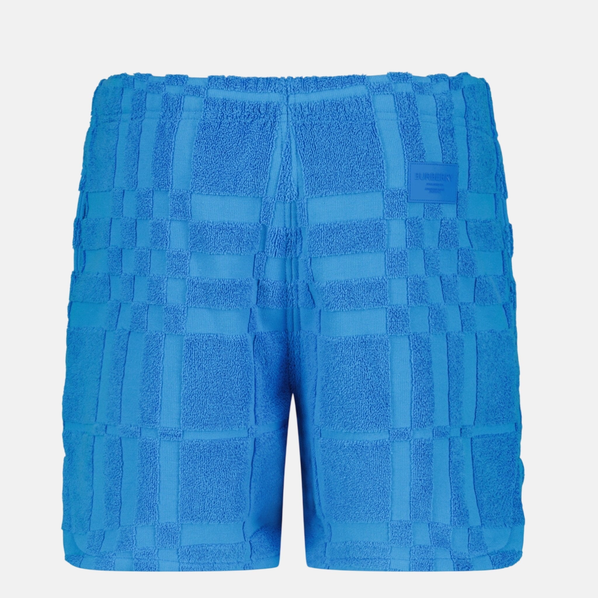 Burberry 'Morden' Check Knit Cotton Terry Shorts Blue | Studio DOS