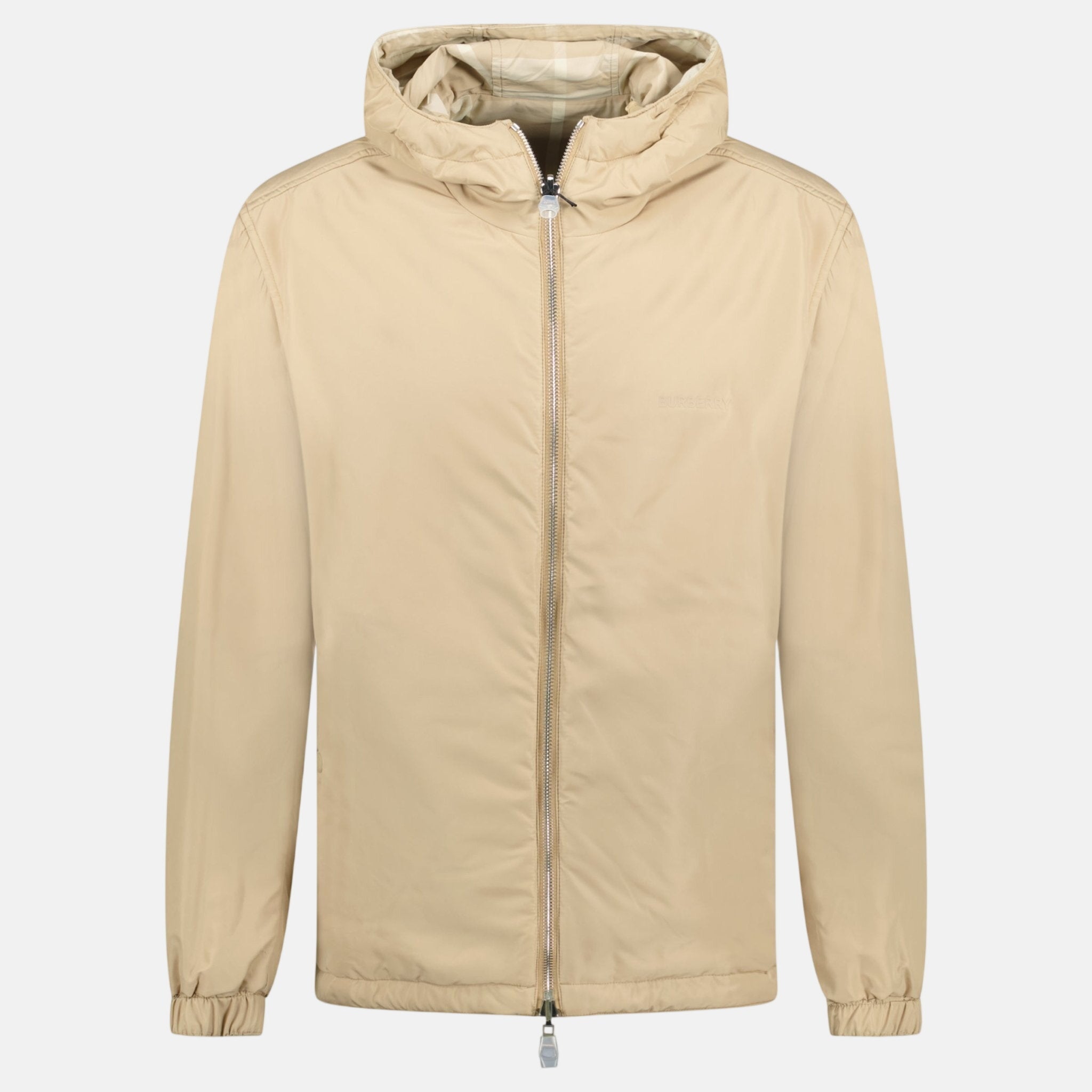 Burberry 'Stanford' Reversible Check Rear Logo Hooded Padded Jacket Beige | Studio DOS