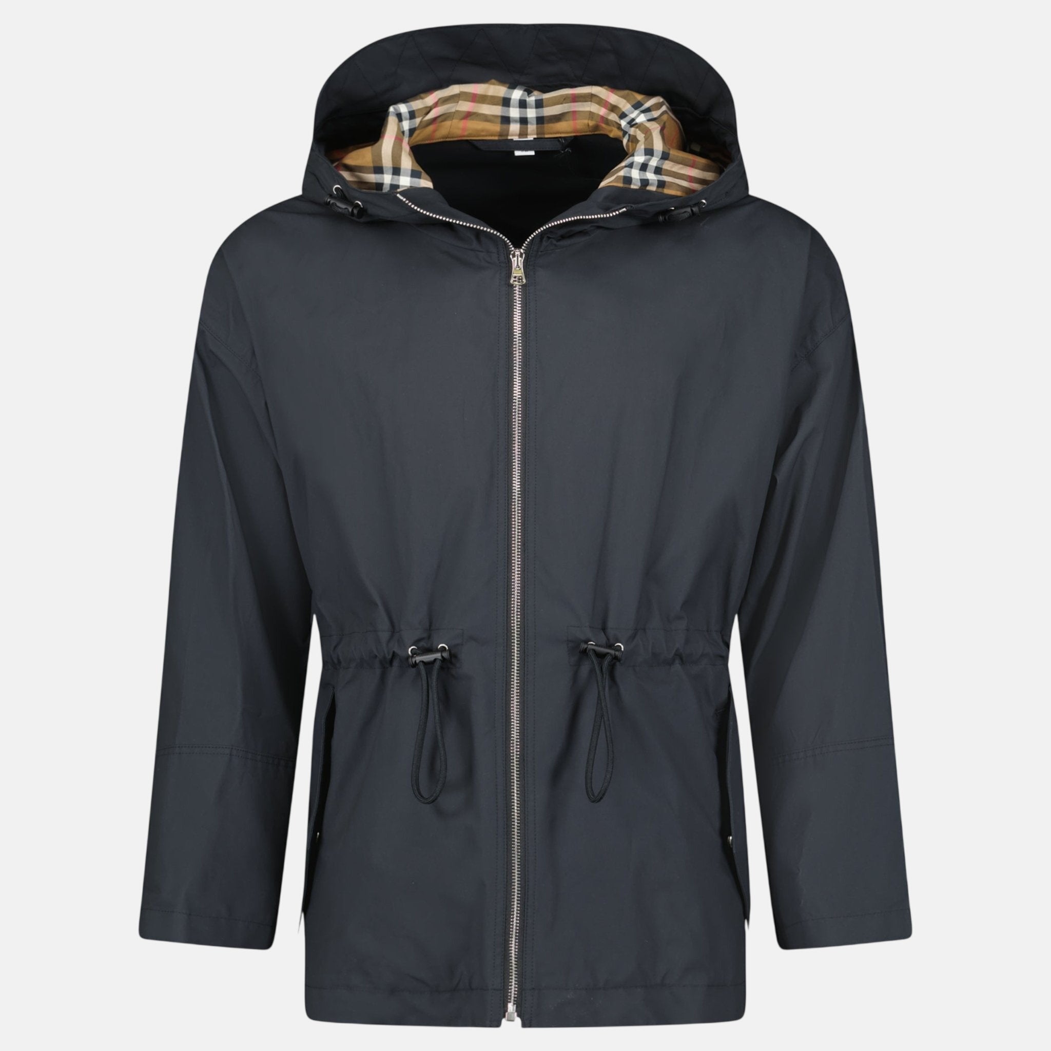 Burberry Womens 'Birley' Check Hooded Rain Jacket Black | Studio DOS