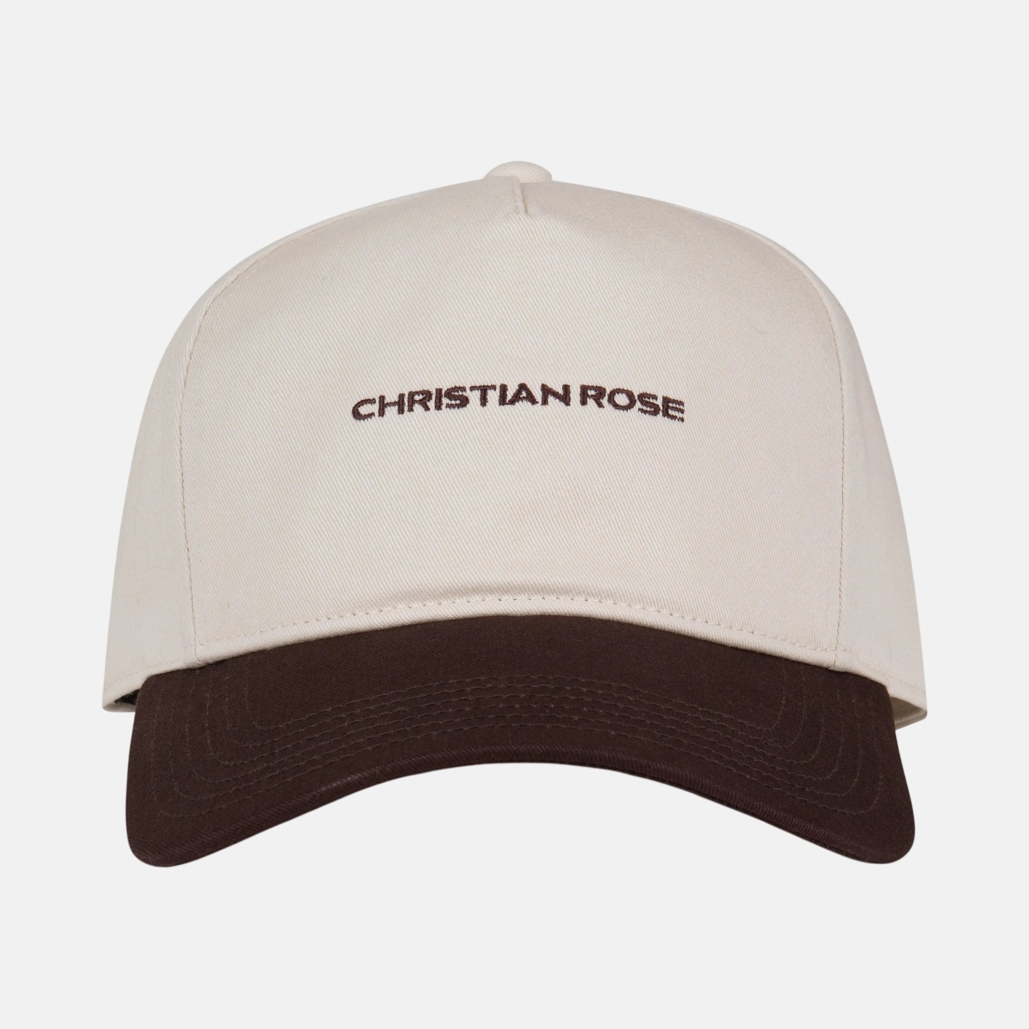 Christian Rose Contrast Unstructured Trucker Cap White Brown | Studio DOS