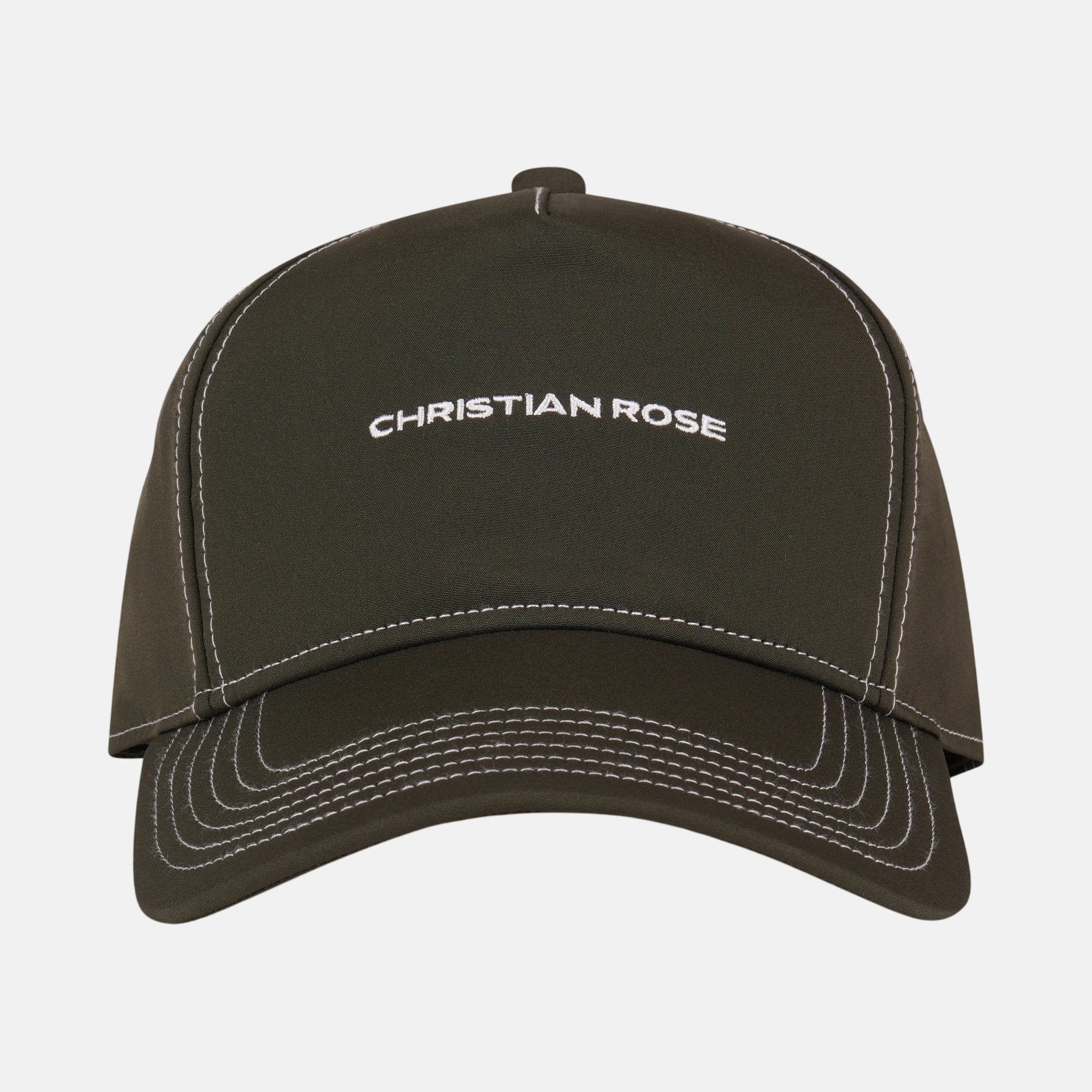 Christian Rose Nylon Trucker Olive White | Studio DOS