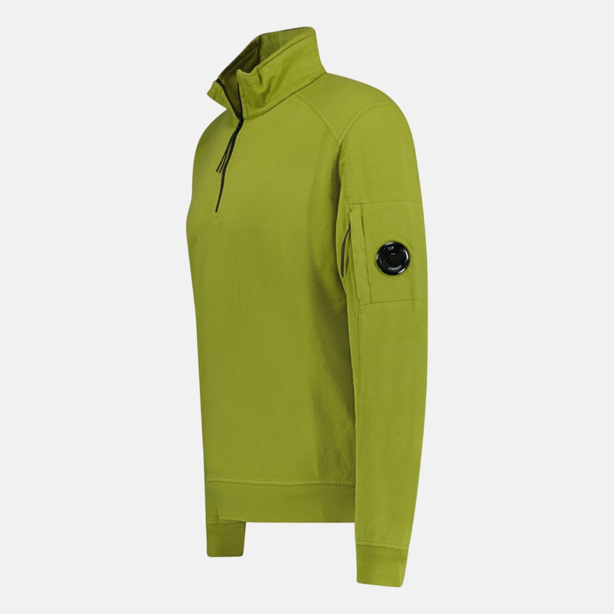 CP Company 1/4 Zip Light Fleece Lens Sweatshirt Olive | Studio DOS