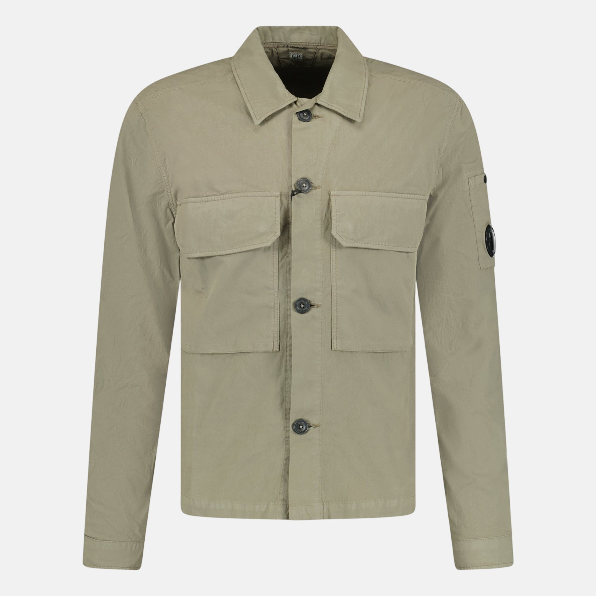 CP Company Button Up Lens Overshirt Light Khaki | Studio DOS