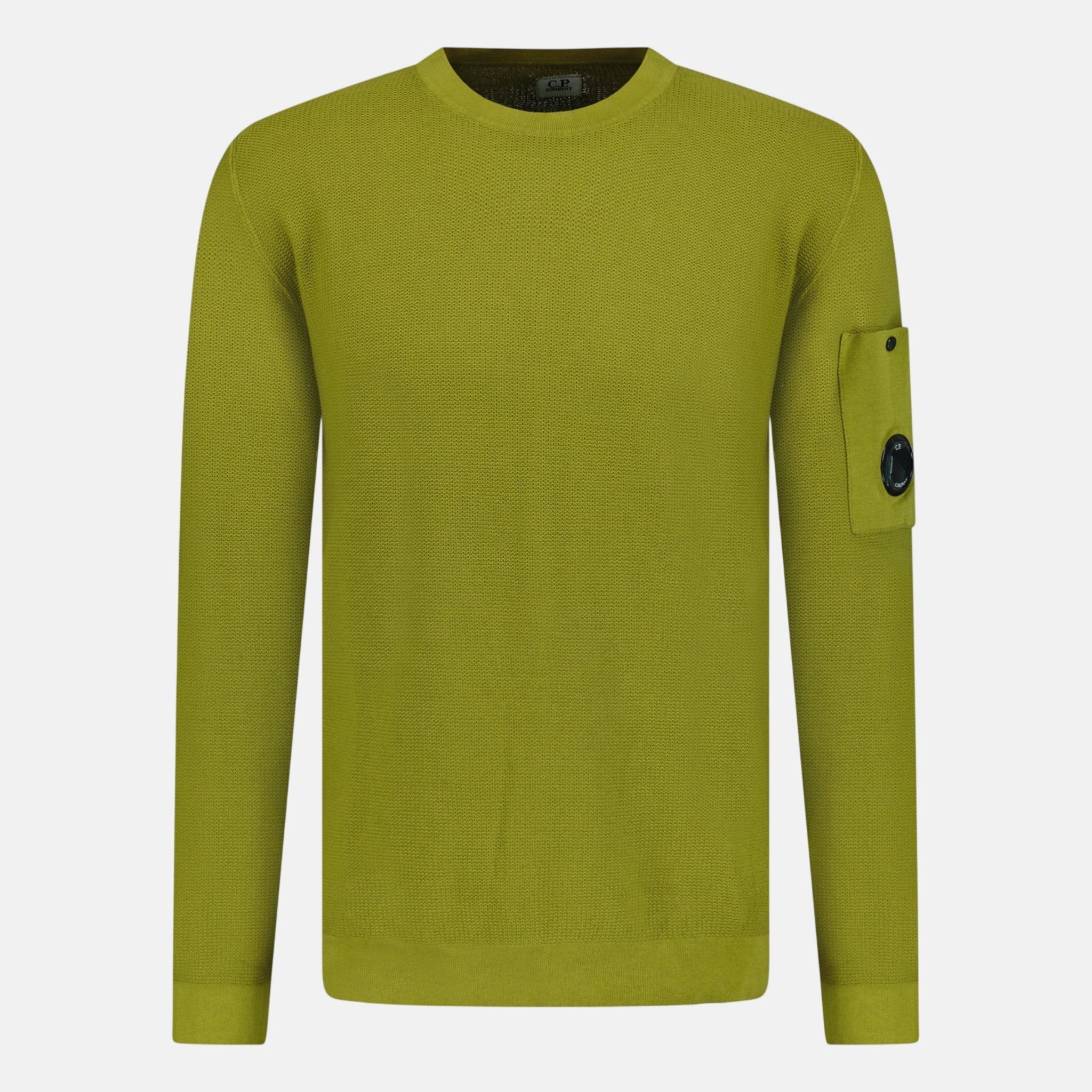 CP Company Crepe Arm Lens Knitted Jumper Olive | Studio DOS