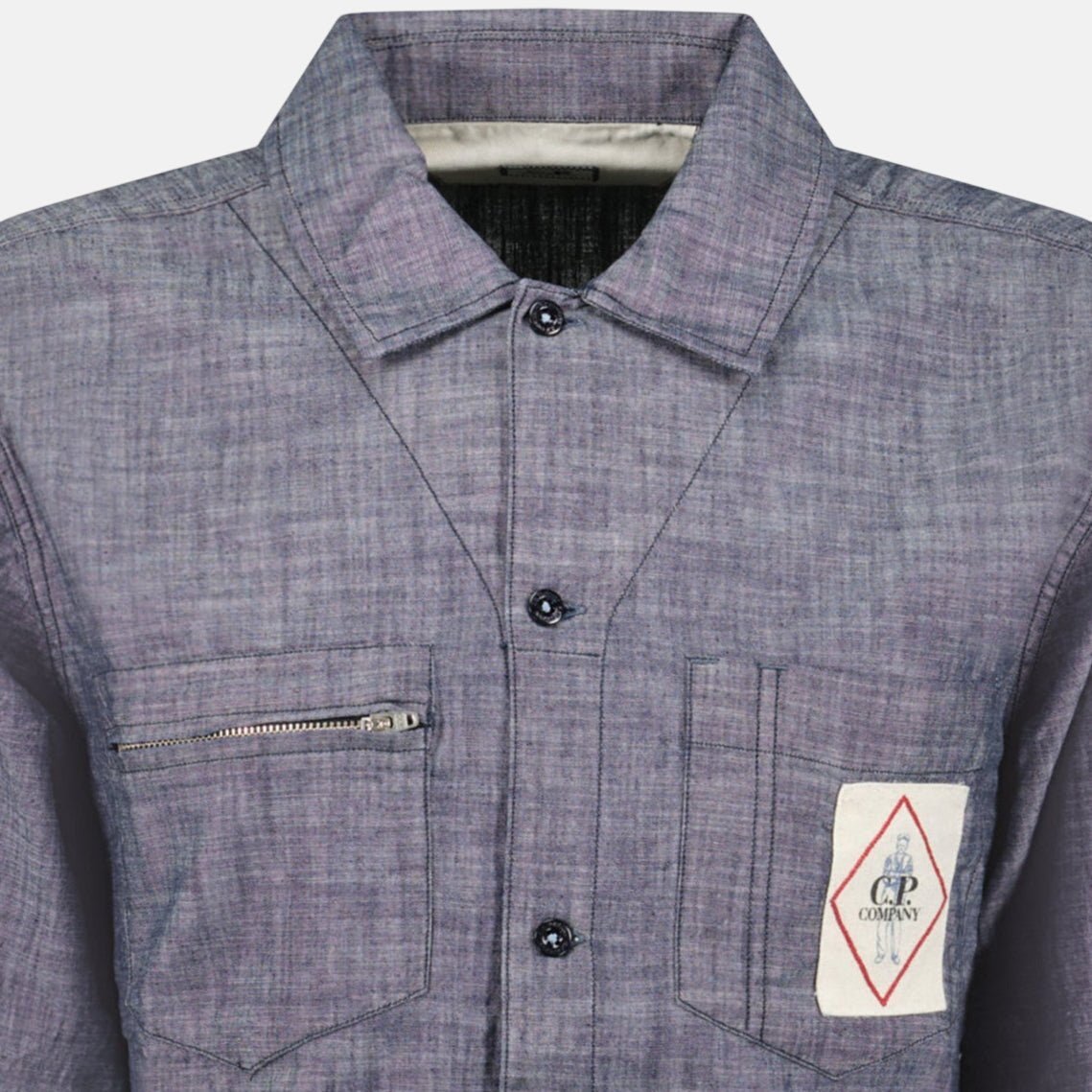 CP Company Denim Chambray Long - Sleeve Shirt Indigo | Studio DOS