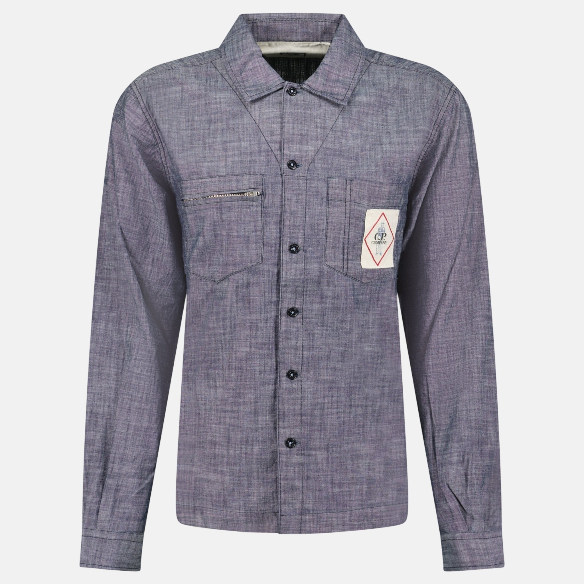 CP Company Denim Chambray Long - Sleeve Shirt Indigo | Studio DOS