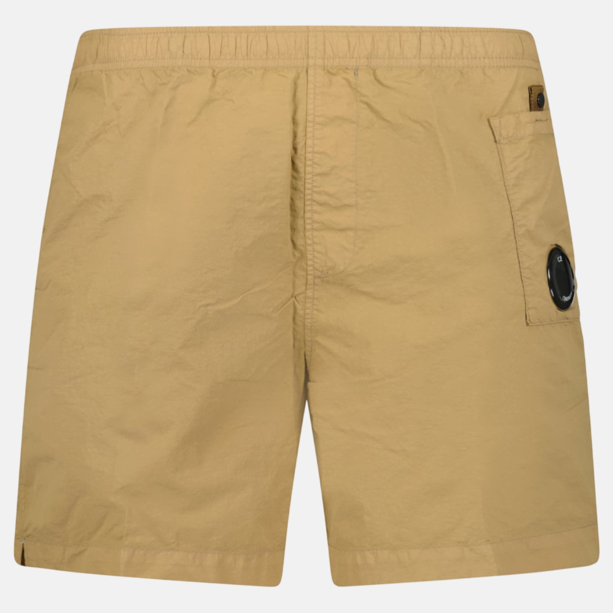 CP Company Flatt Nylon Lens - Detail Swim Shorts Sand | Studio DOS