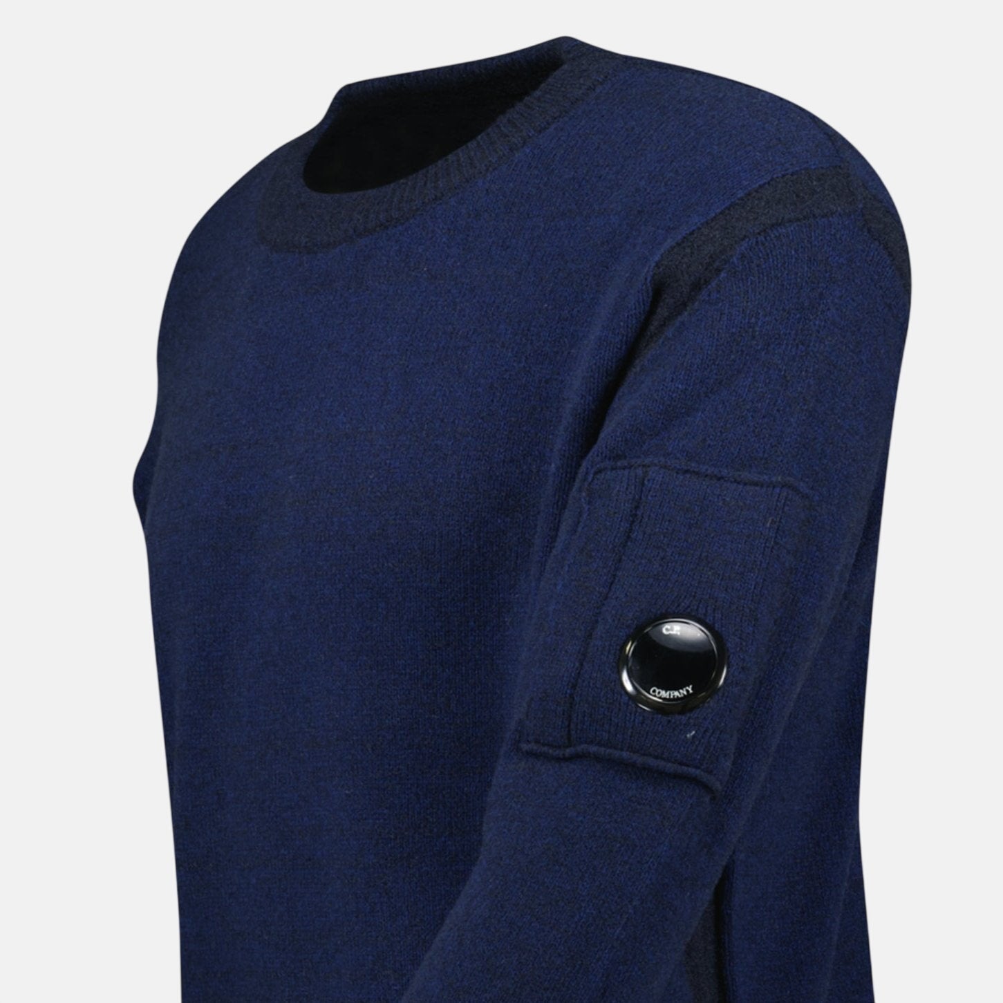 CP Company Fleece Knit Crewneck Vanisé Lens Knit Jumper Estate Blue | Studio DOS