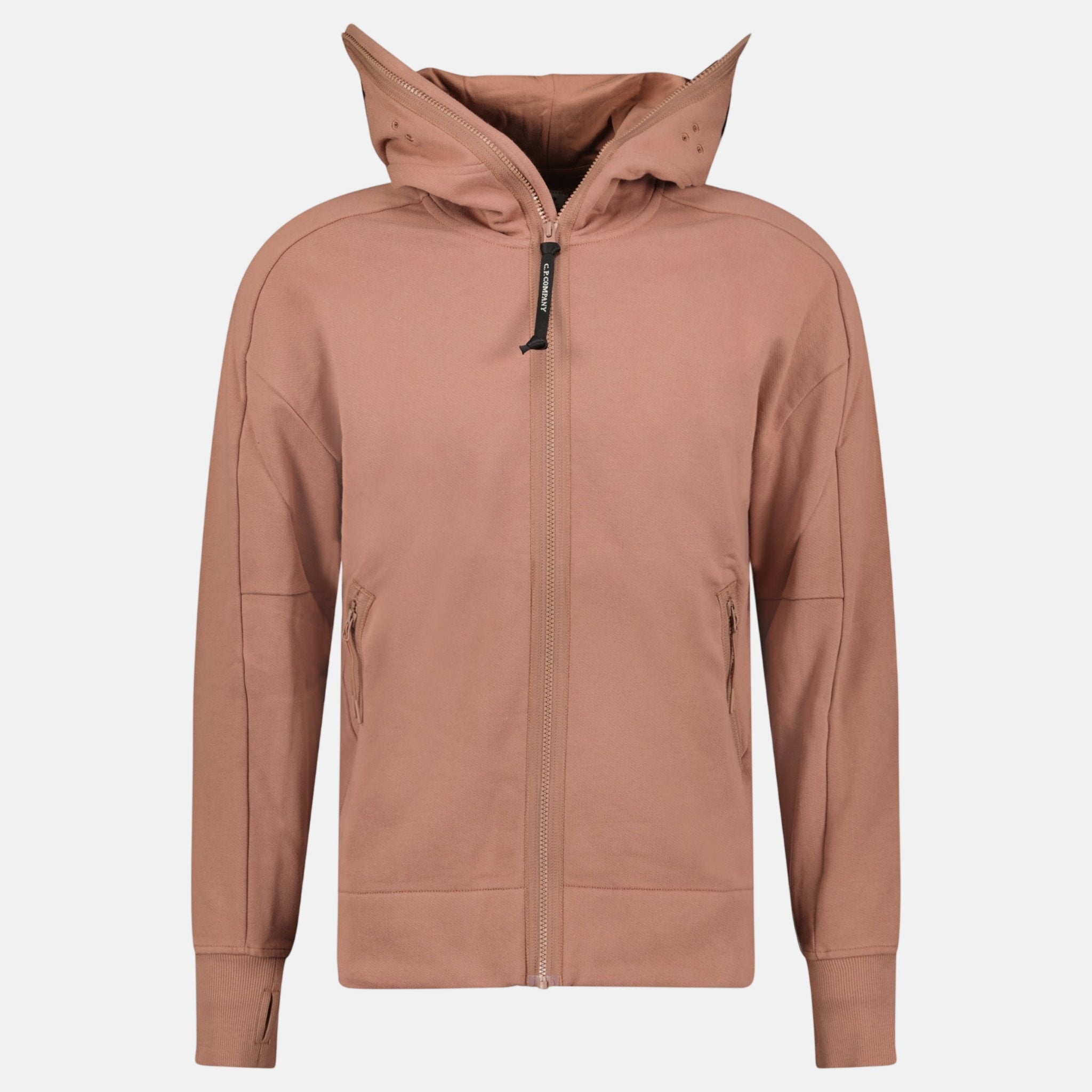 CP Company Hooded Explorer Goggle Zip Up Hoodie Light Brown | Studio DOS