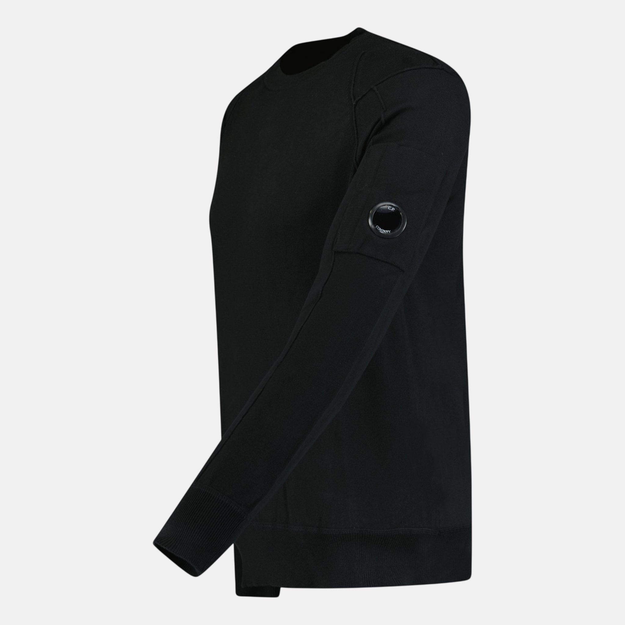 CP Company Knitted Cotton Lens Sweatshirt Black | Studio DOS
