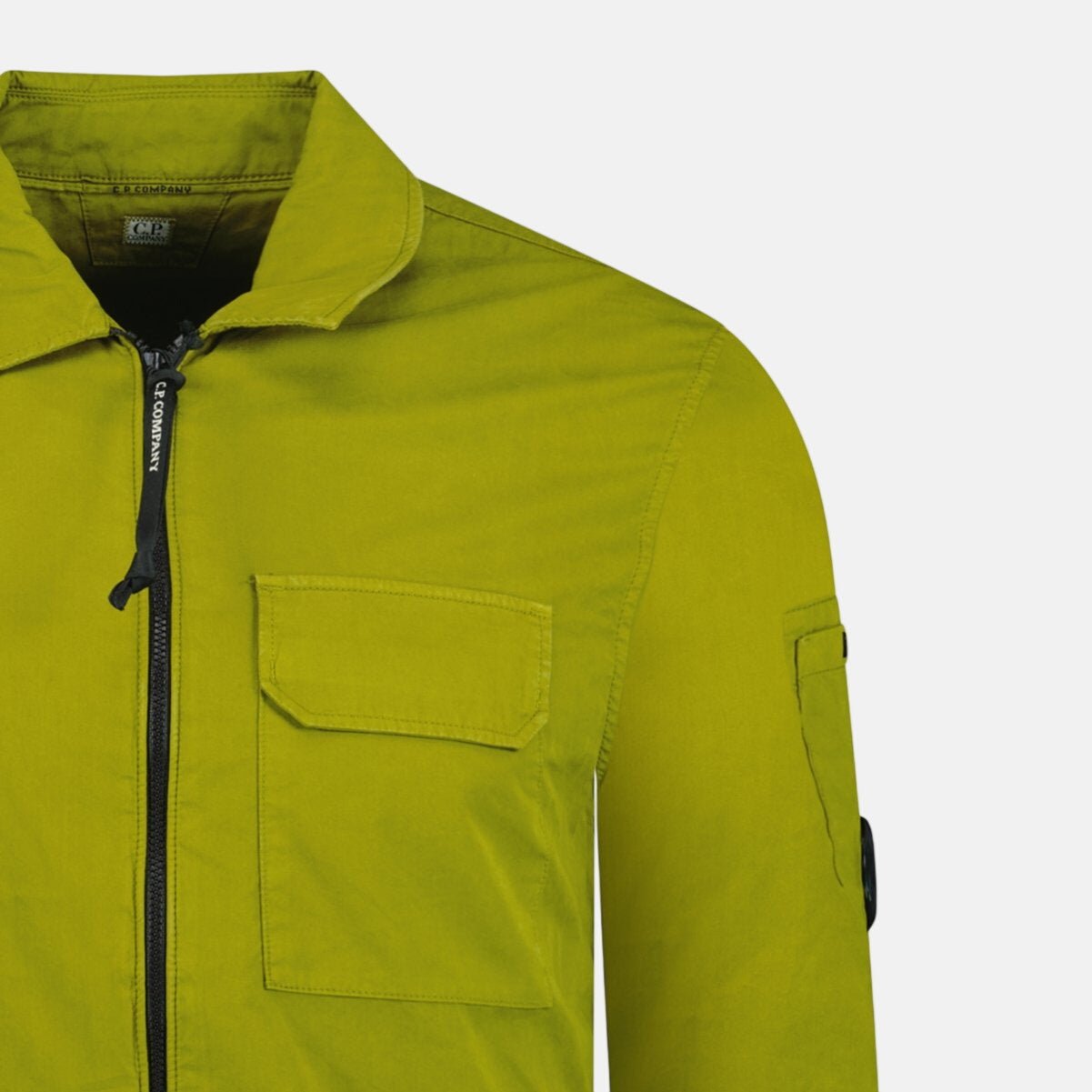 CP Company Long Sleeve Zip Up Overshirt Olive Green | Studio DOS