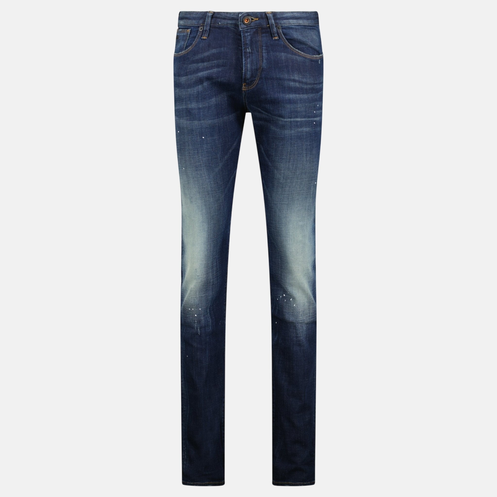 Emporio Armani J06 Slim Fit 5 Pocket Paint Splatter Jeans Blue | Studio DOS