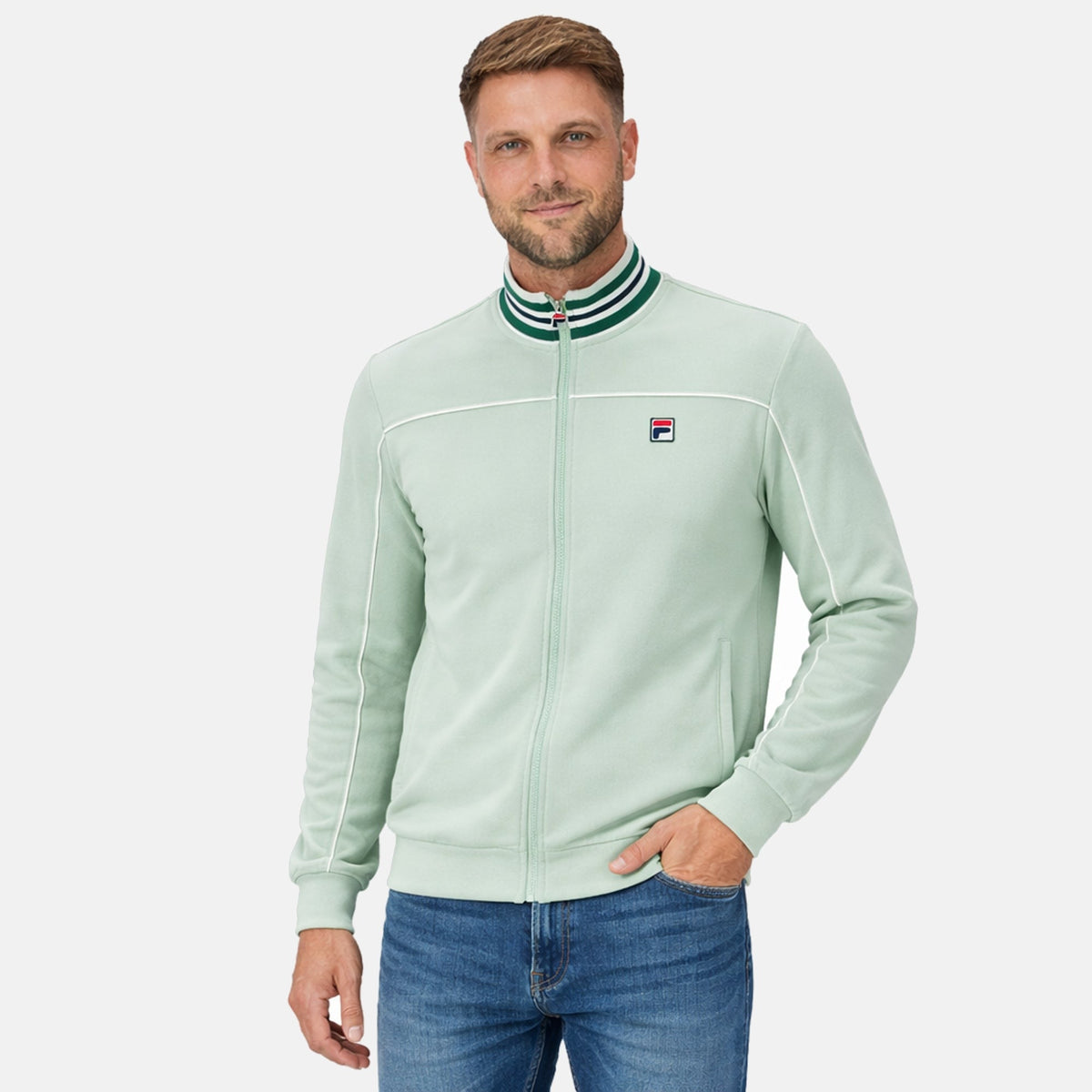 Fila Federico Tipped Neck Track Top Jacket Surf Spray | Studio DOS