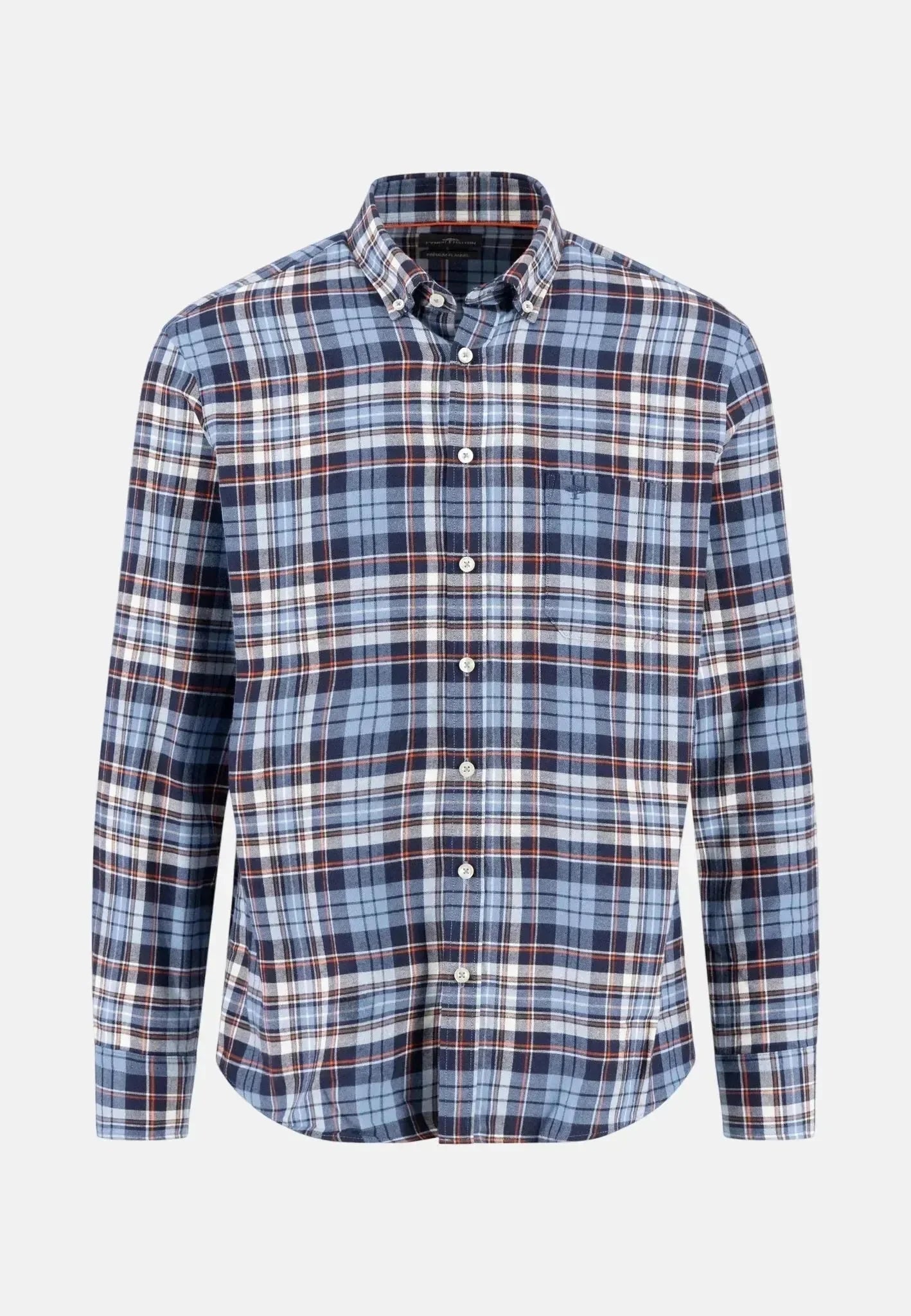 Fynch-Hatton Button Down Check Pattern Flannel Shirt Navy | Studio DOS