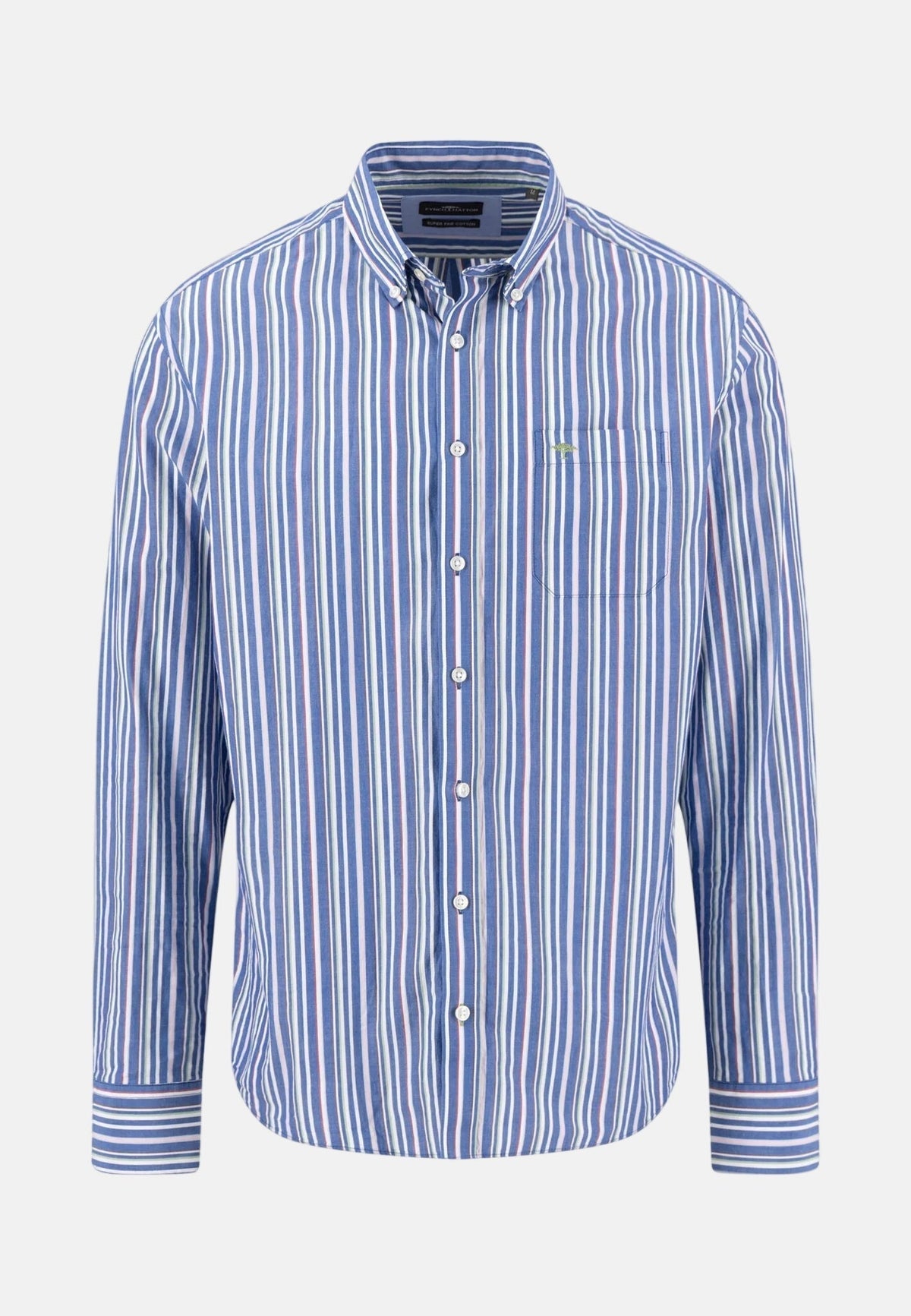 Fynch-Hatton Colourful Poplin Stripe Button Down Shirt Harbour Blue | Studio DOS