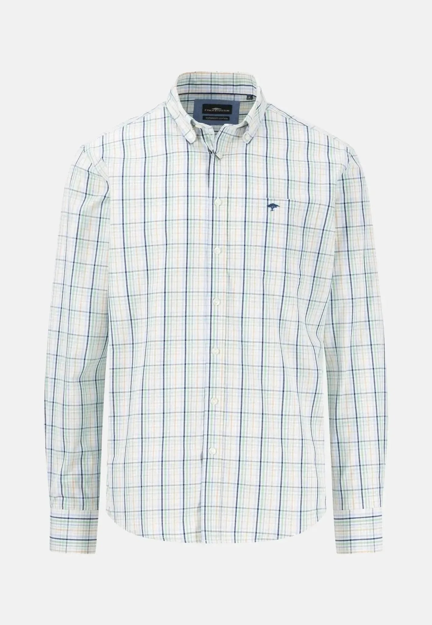Fynch-Hatton Combi Check Shirt Turf Green