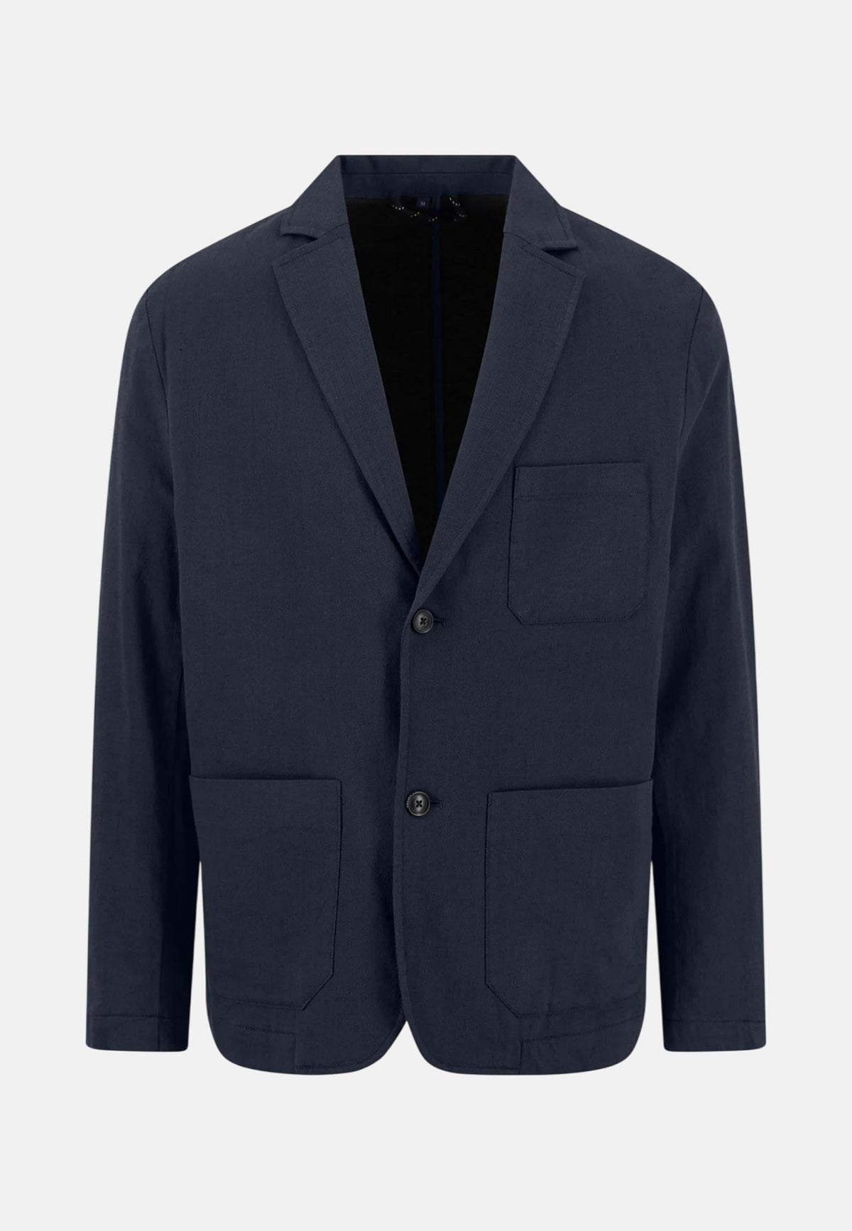 Fynch-Hatton Cotton Linen Blend Twotone Structured Blazer Dark Navy | Studio DOS