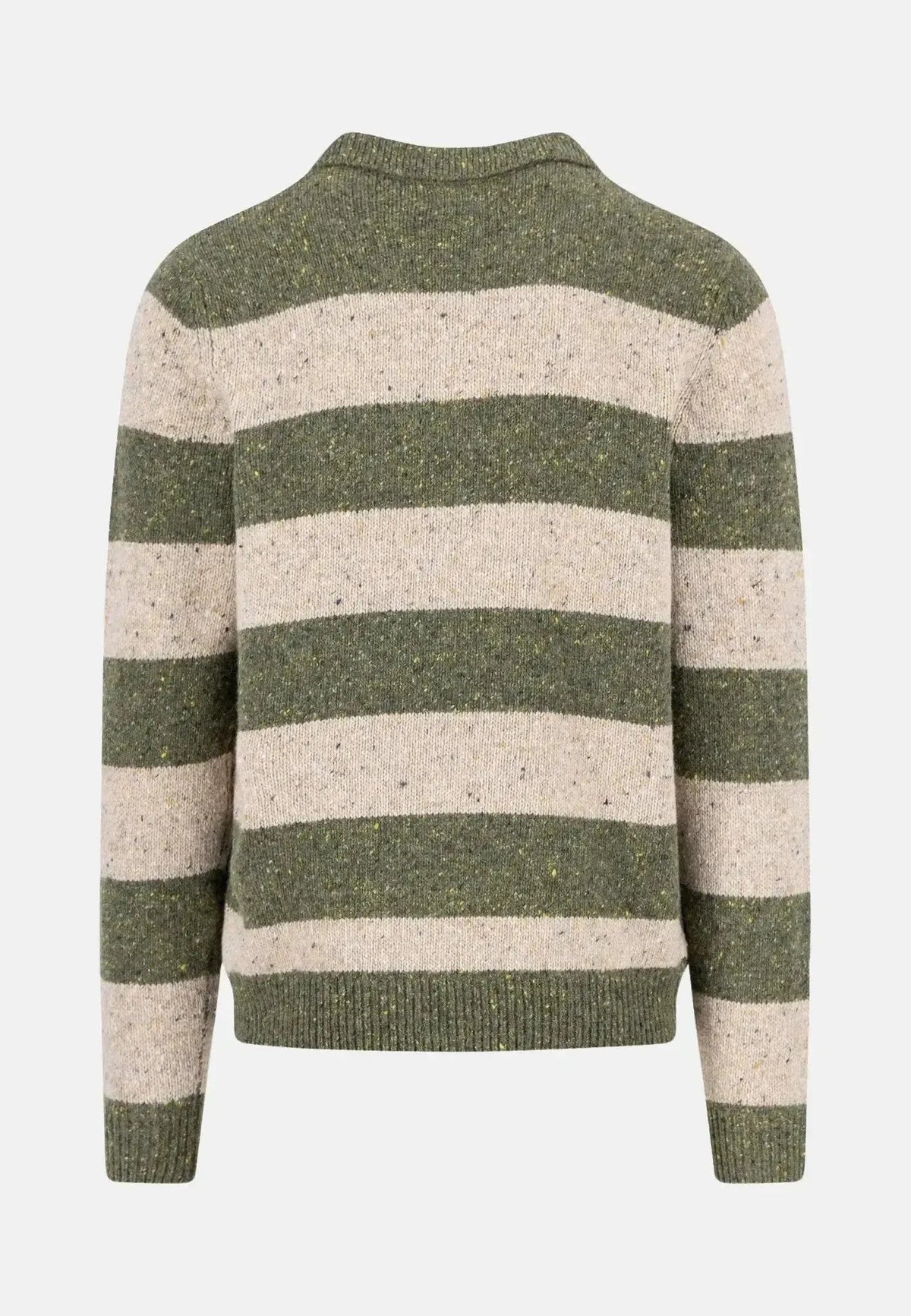 Fynch-Hatton Donegal Wool Striped Polo Collar Knit Dark Ivy | Studio DOS