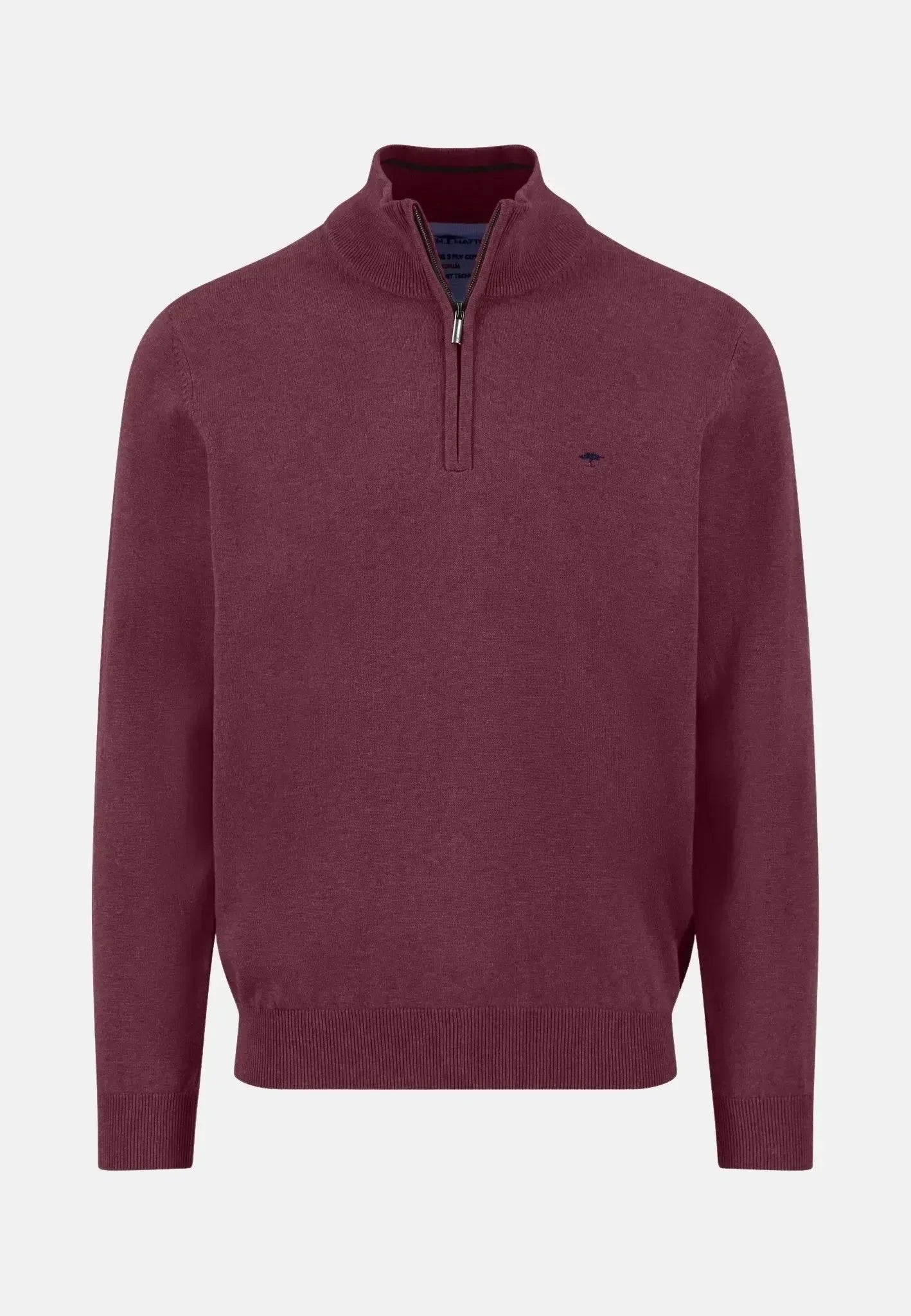 Fynch-Hatton Fine Knit Cotton 1/4 Zip Deep Merlot