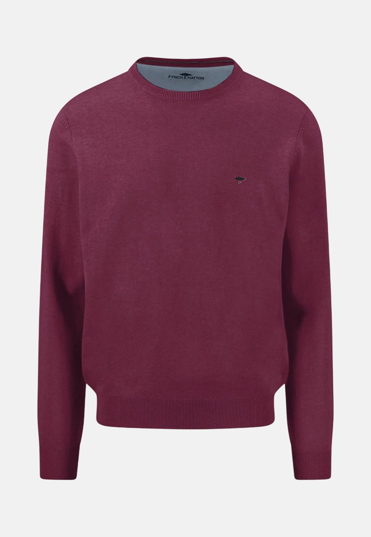 Fynch-Hatton Fine Knit Cotton Crewneck Sweater Deep Merlot | Studio DOS