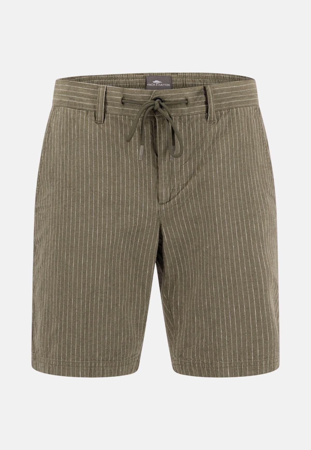 Fynch-Hatton Linen Blend Pinstripe Bermuda Shorts Dark Khaki | Studio DOS