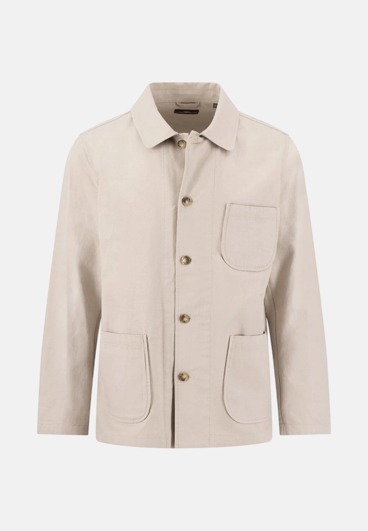 Fynch-Hatton Linen Blend Twill Worker Jacket Overshirt Stone | Studio DOS