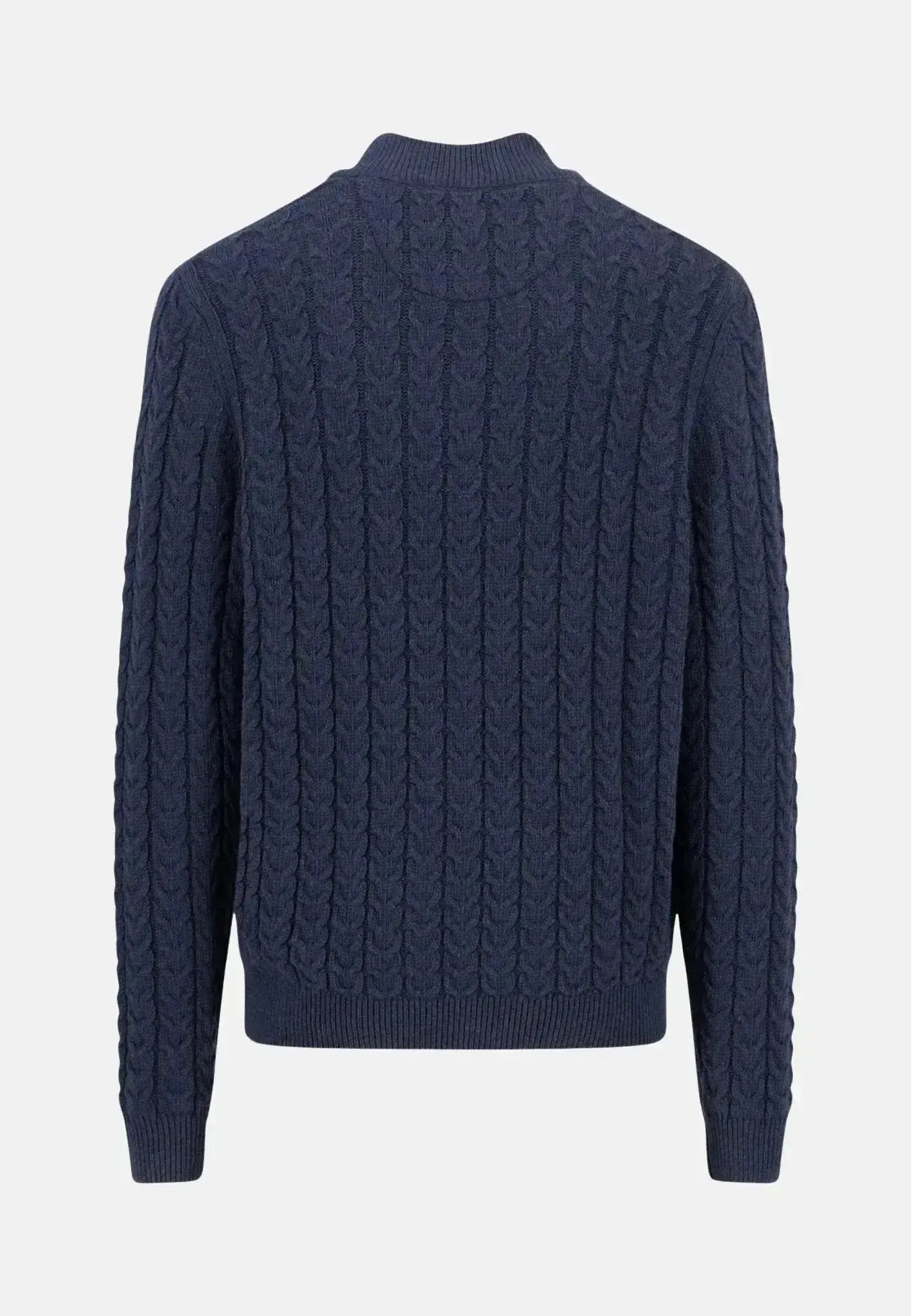 Fynch - Hatton Mens Cotton - Wool Button Neck Cable Knit Sweater Navy | Studio DOS