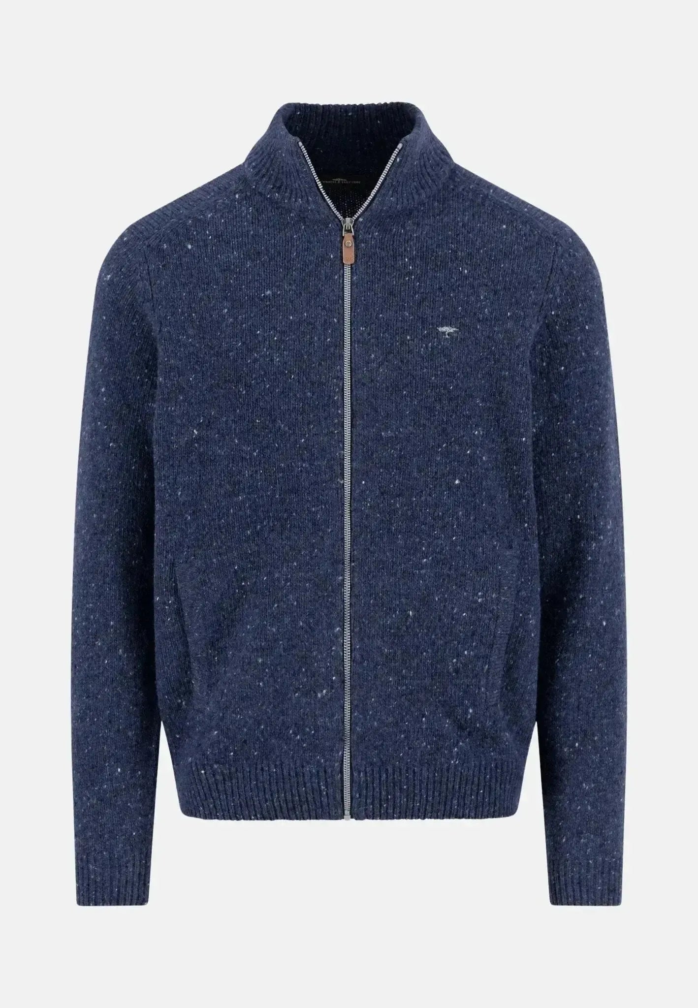 Fynch - Hatton Mens Donegal Wool Zip Cardigan Navy | Studio DOS