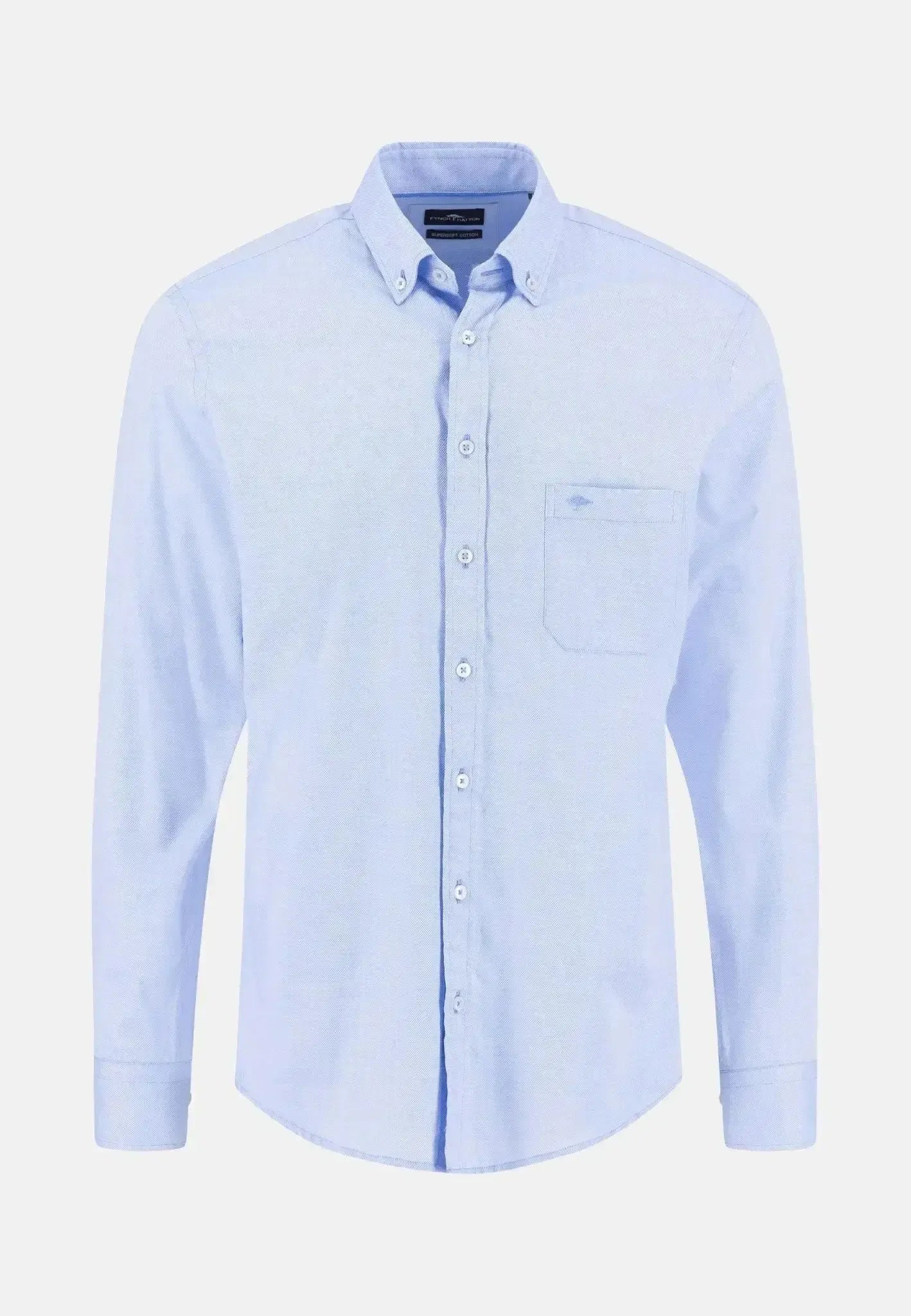 Fynch - Hatton Mens Essential Textured Dobby Shirt Crystal Blue | Studio DOS