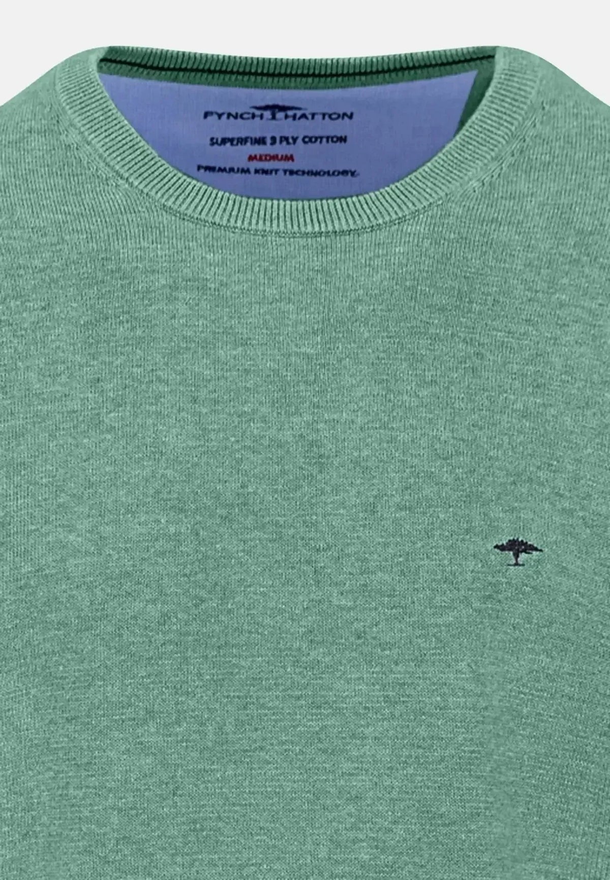 Fynch - Hatton Mens Fine Knit Cotton Crewneck Fern | Studio DOS